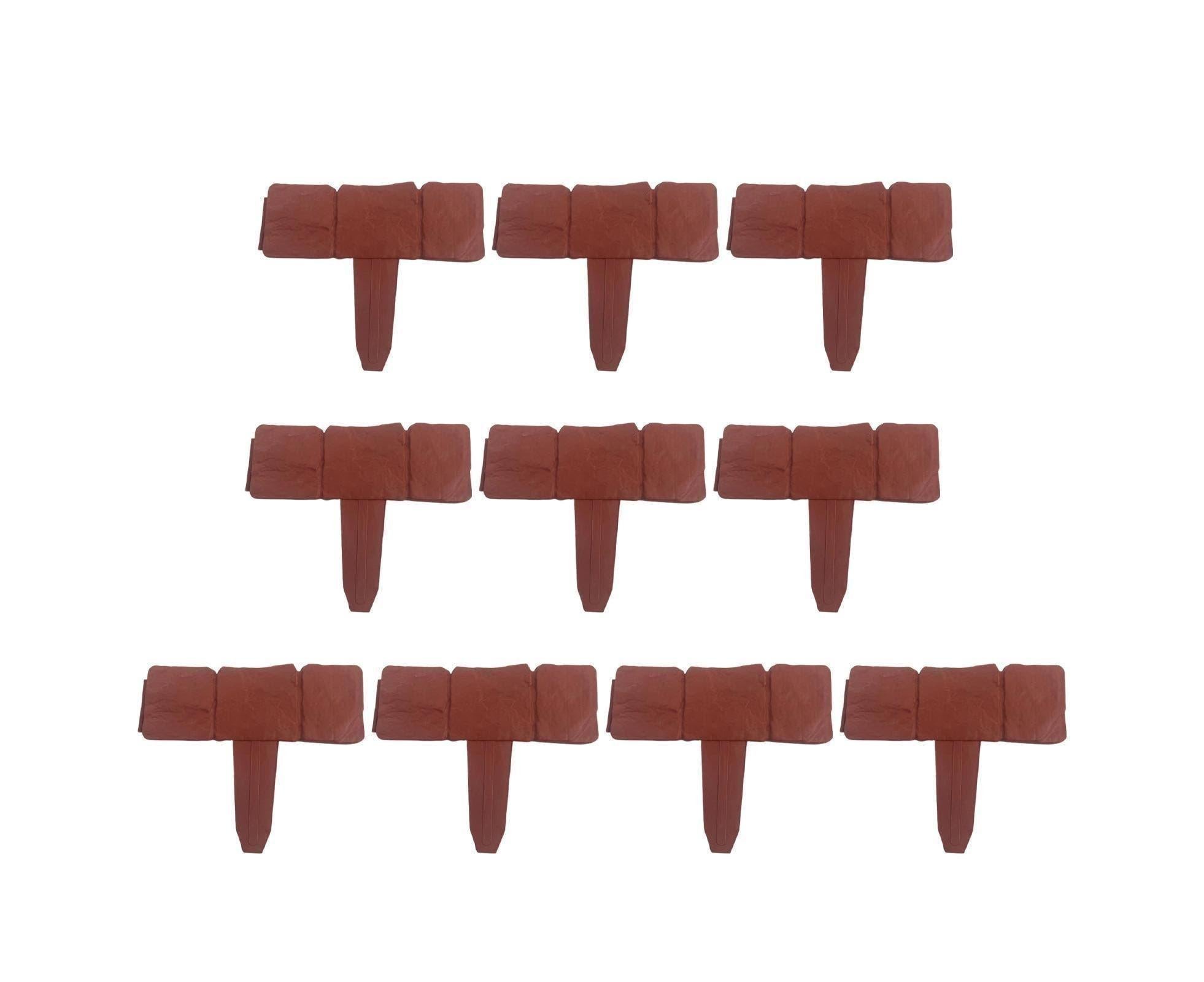 10pcs Garden Edging Border Faux Stone - Brown