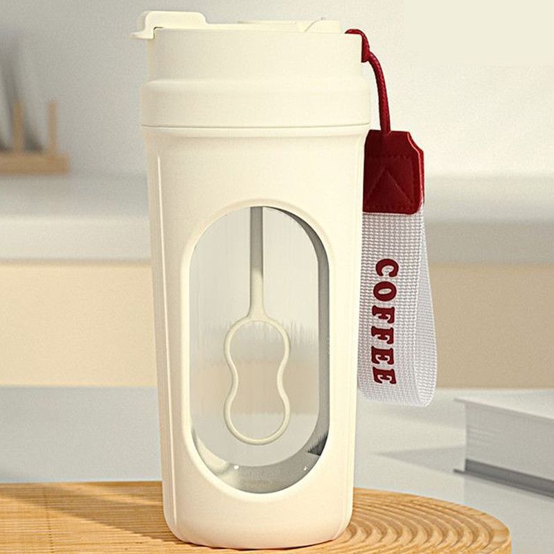 Electric Automatic Mixing Cup, One-Button Shaker Cup, Food-Grade Portable Coffee/Water Cup with Dual Spouts, Type-C Charging, Portable Leak-Proof Electric Mixing Cup with Carrying Strap—White