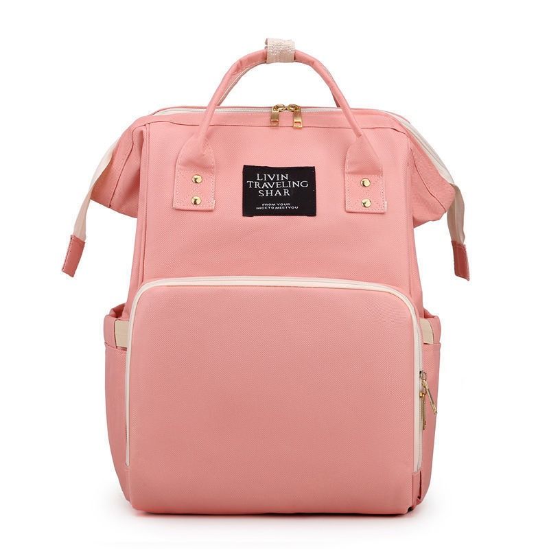 Large Capacity Dry/Wet Separate Nylon Backpack, Multifunctional Portable, Multi-Pocket Baby Diaper Bag Handbag - Pink
