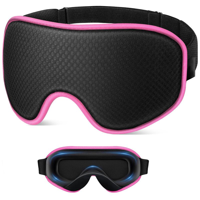 3D Contoured Memory Foam Sleep Eye Mask, Zero Pressure Breathable Mesh Eye Cover with Adjustable Strap for Travel, Naps, and Night Sleep - Red