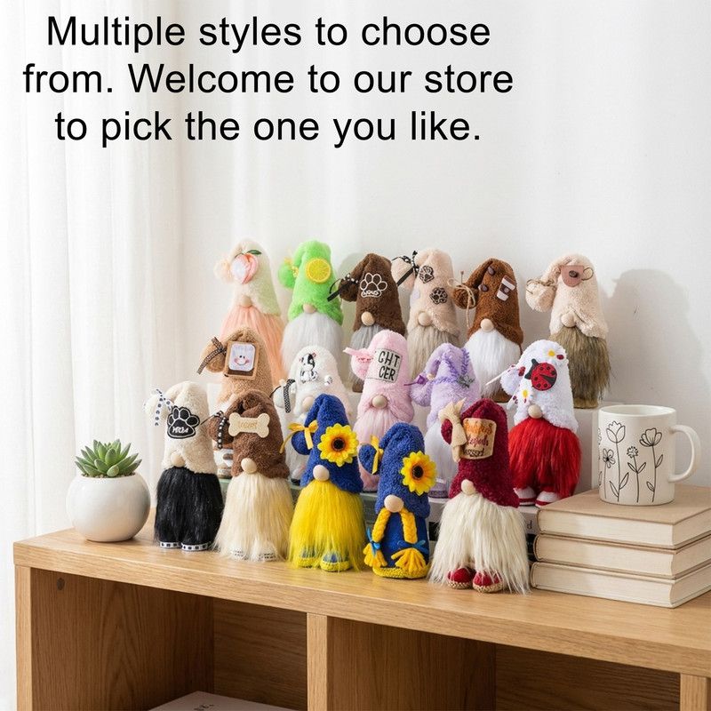 1pc Plush standing gnome doll — faceless old man figurine, festive tabletop ornament and gift.Standing coffee gnome with brown beard