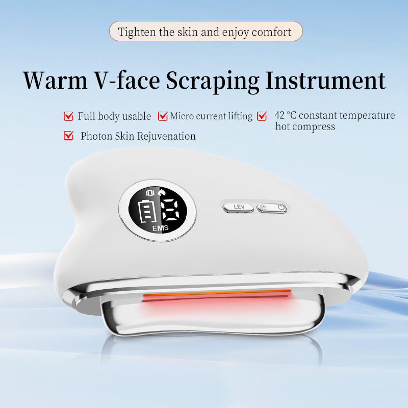 3-Speed Adjustable Smart Gua Sha Device - Photon Skin Rejuvenation Beauty Tool - EMS Microcurrent Lifting - Facial Massage Beauty Device - Constant-Temperature Gua Sha Beauty Device - Smart Digital Electric Gua Sha Board - Home Facial Care Tool - White