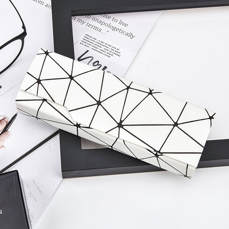Premium Eyeglass Case - Retro Japanese Style - Sunglass Storage - Fashionable Geometric Pattern - Stylish Eyeglass Case - Durable and Shock-Resistant - Unisex - White