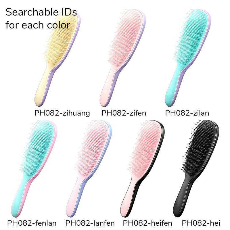 Detachable Silicone Cushion Massage Comb, Wet/Dry Use, Unisex, Suitable for All Hair Types, Volumizing and Smoothing Comb, 7 Colors Available - Black+Pink