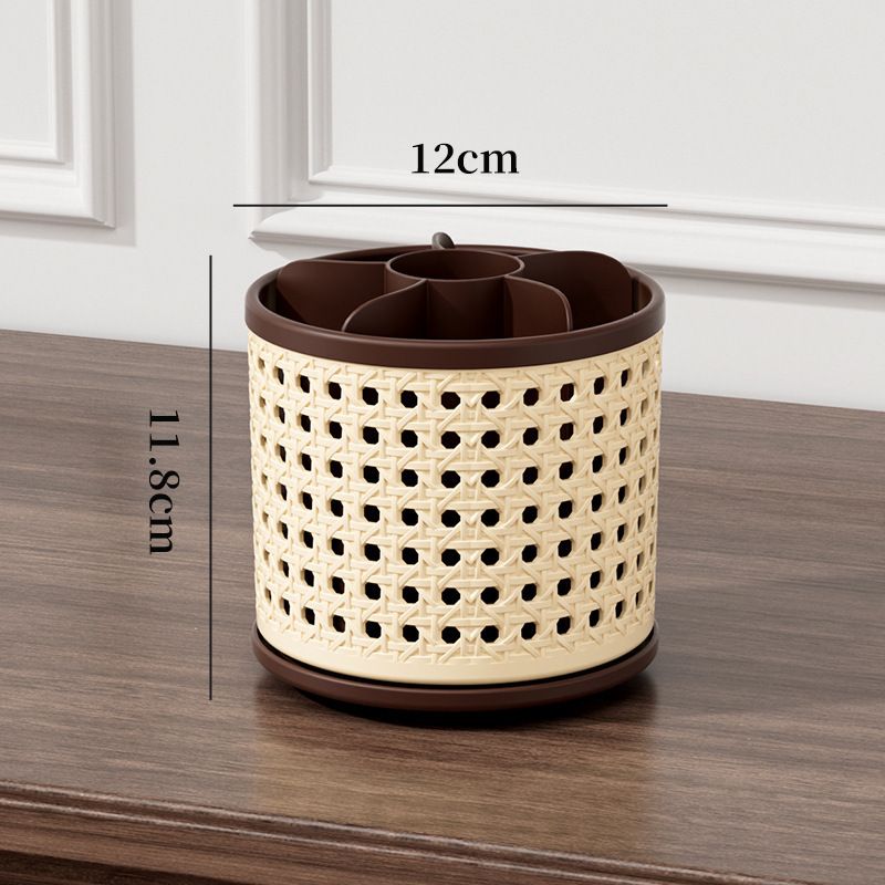 Mid-Century Vintage Makeup Organizer, Desktop Pen Holder, Rotating Storage Rack, Large Capacity, Multi-Compartment, Thickened Plastic Storage Bin