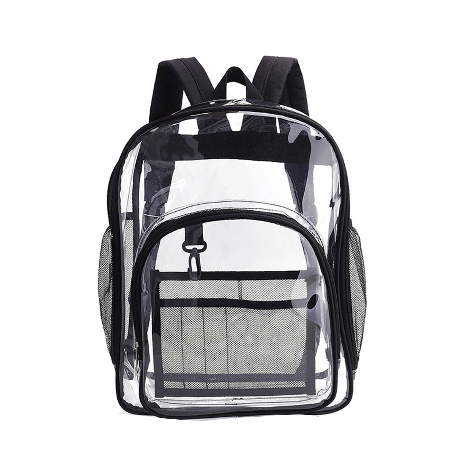Laptop Backpack School Bags Black Transparent PVC Waterproof Large Capacity for School College Student 36x28x12cm