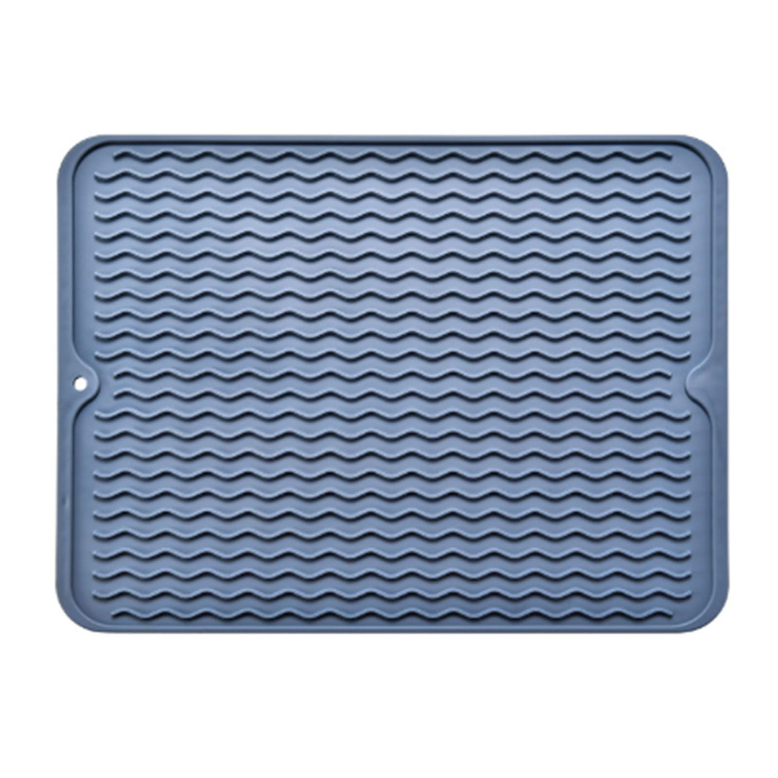 Table Insulating Rubber Mat Anti Slip Waterproof Heat Resistant Dish Drying Placemat for Kitchen Blue