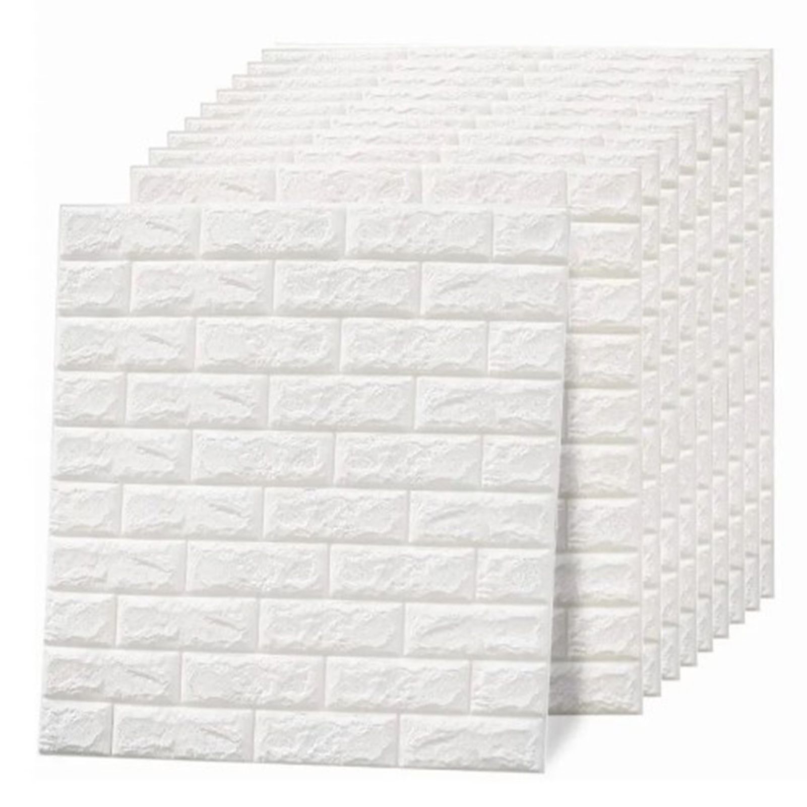 3D Wallpaper Self Adhesive Waterproof Cuttable Odorless Faux Brick Wall Panel for Living Room Bedroom White 10pcs