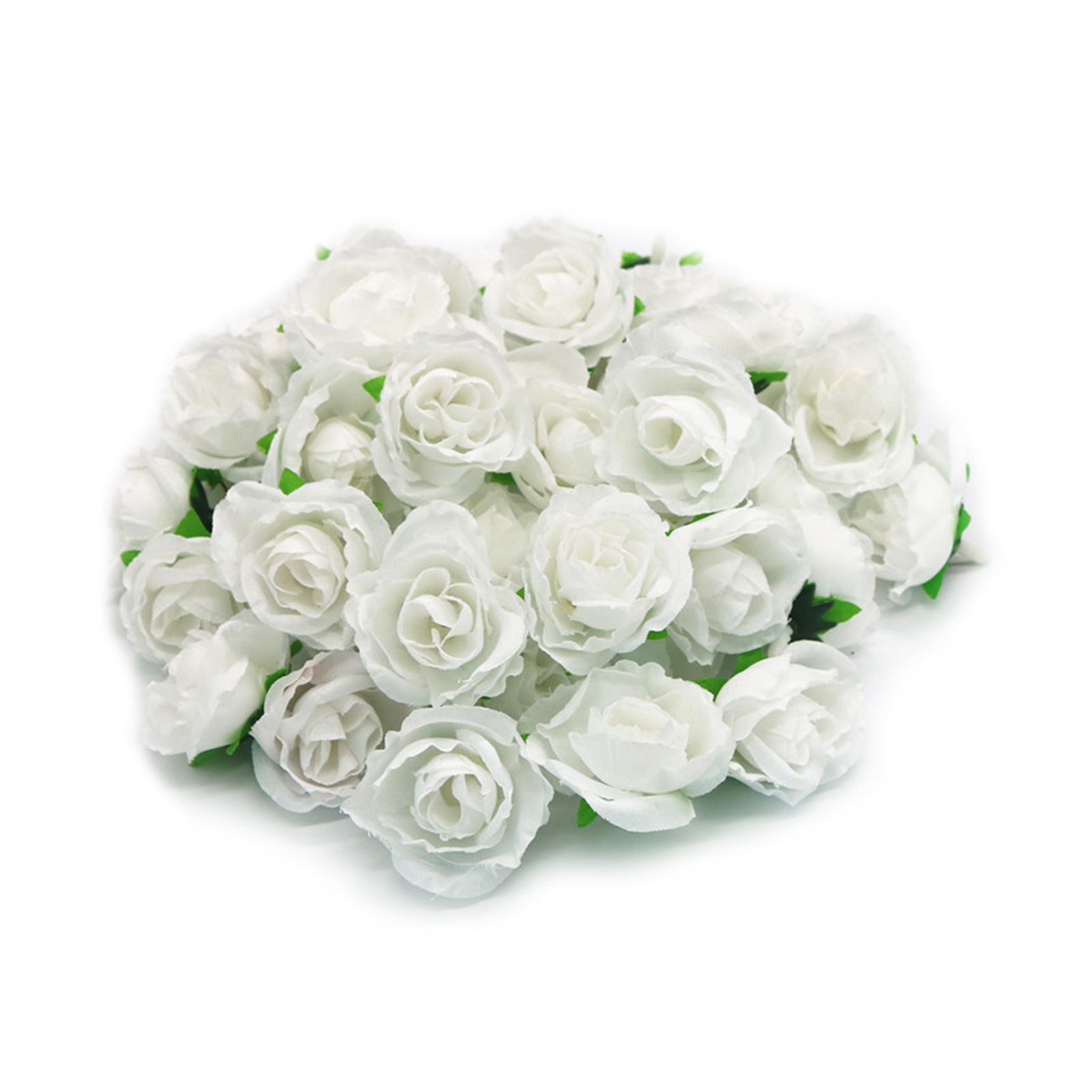 50PCS Simulation Rose Head Decorative Reusable Silk Fake Rose Flower for Wedding Party White
