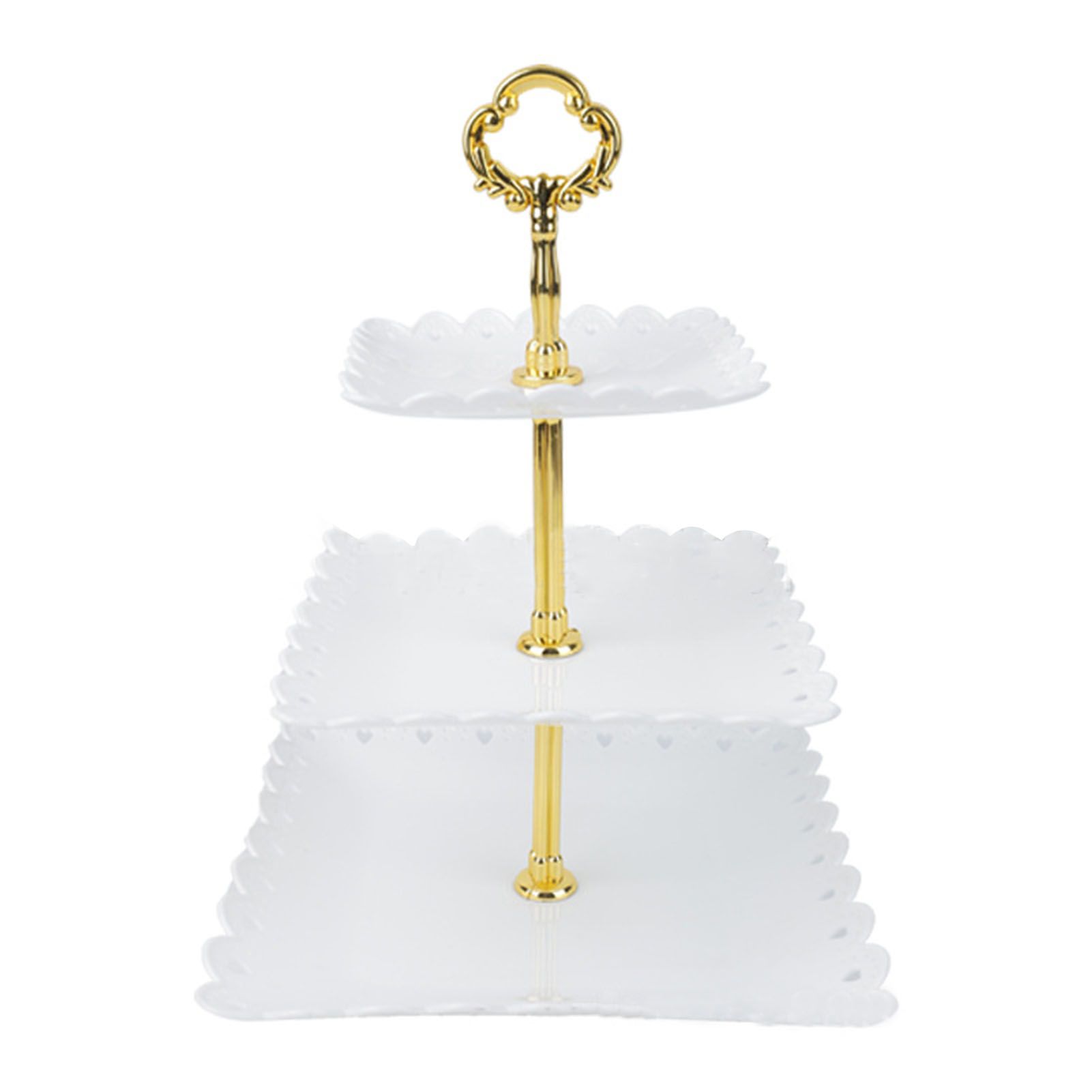 White 3 Tier Cupcake Stand Stable Plastic Decorative Square Dessert Serving Tray Rack for Weddings Parties