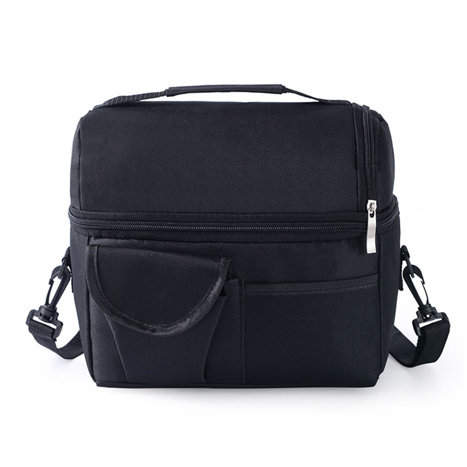 Cooler Bags Insulated Double Layer Large Capacity Oxford Cloth Washable Foldable Heat Insulation Lunch Bag for Office Black