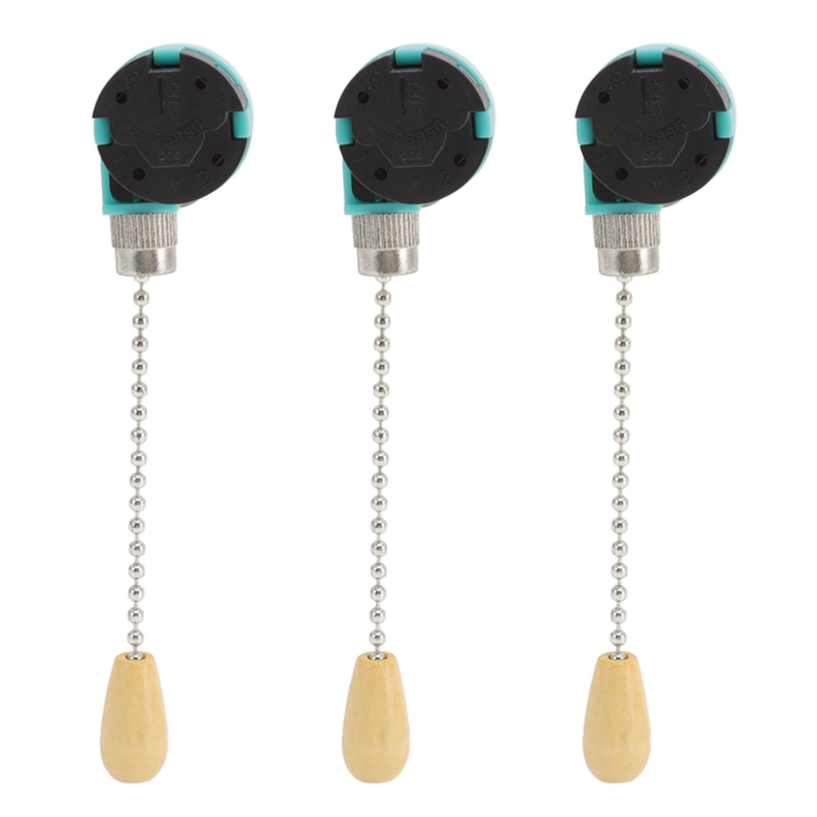 3Pcs Ceiling Light Pull Chain Switch 3 Speed 4 Wire Ceiling Fan Lamp Switch for Ceiling Lamp Fan Lamp Wall Lamp Chrome