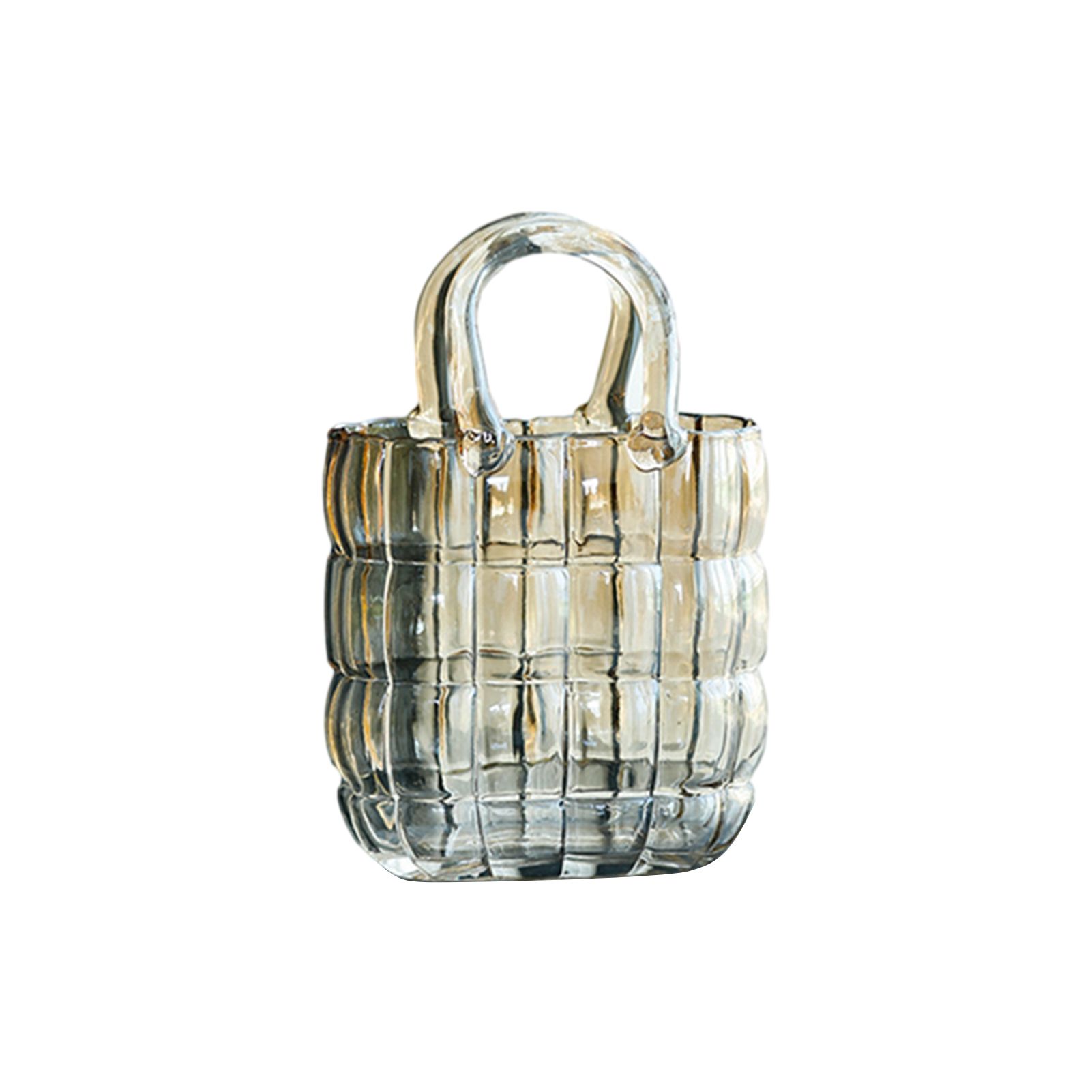 Glass Vase Transparent Hand Basket Living Room Flower Arrangement Creative Bag Fish Tank