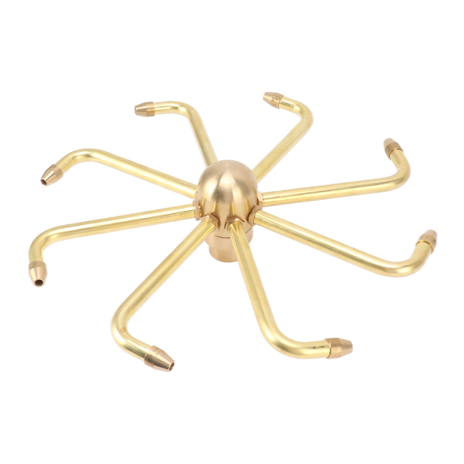 8 Holes Fountain Nozzles Brass Windmill Rotating Fountain Water Spray Head for Rockery Fish Pond Landscape G1.5in