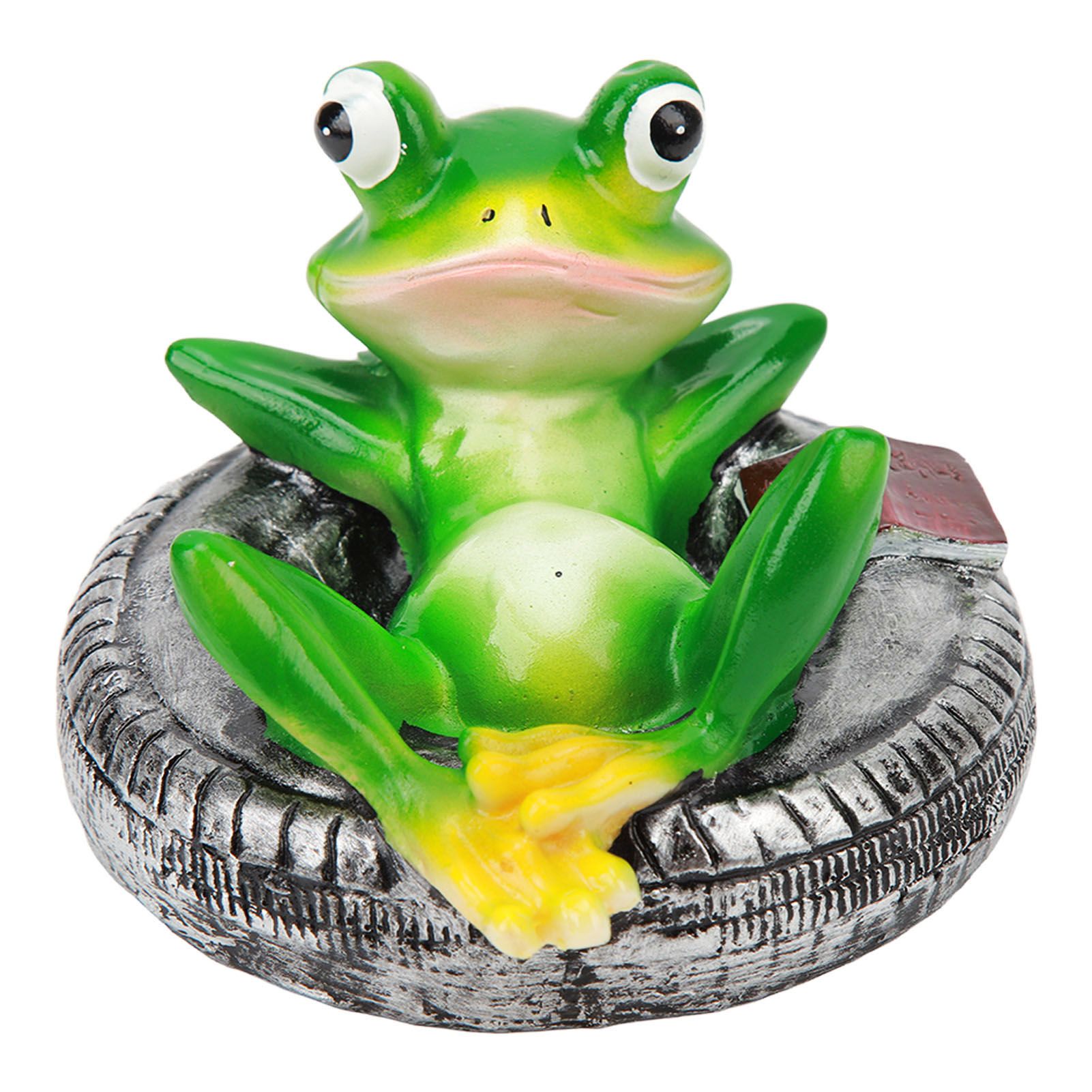 Frog Pond Ornaments Resin Colorfast Easy Float Water Floating Frog Garden Statue for Home Garden Yard Frog Lying On Tire