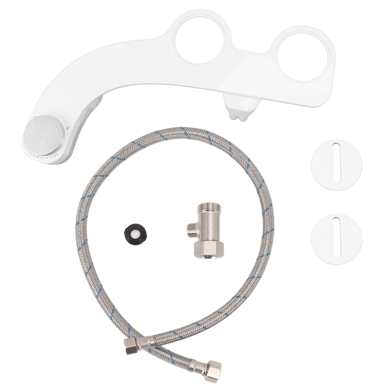 Bidet Attachment with Dual Nozzles Non Electric 7/8 Copper Tee Self Cleaning Water Bidet for Frontal and Rear Wash