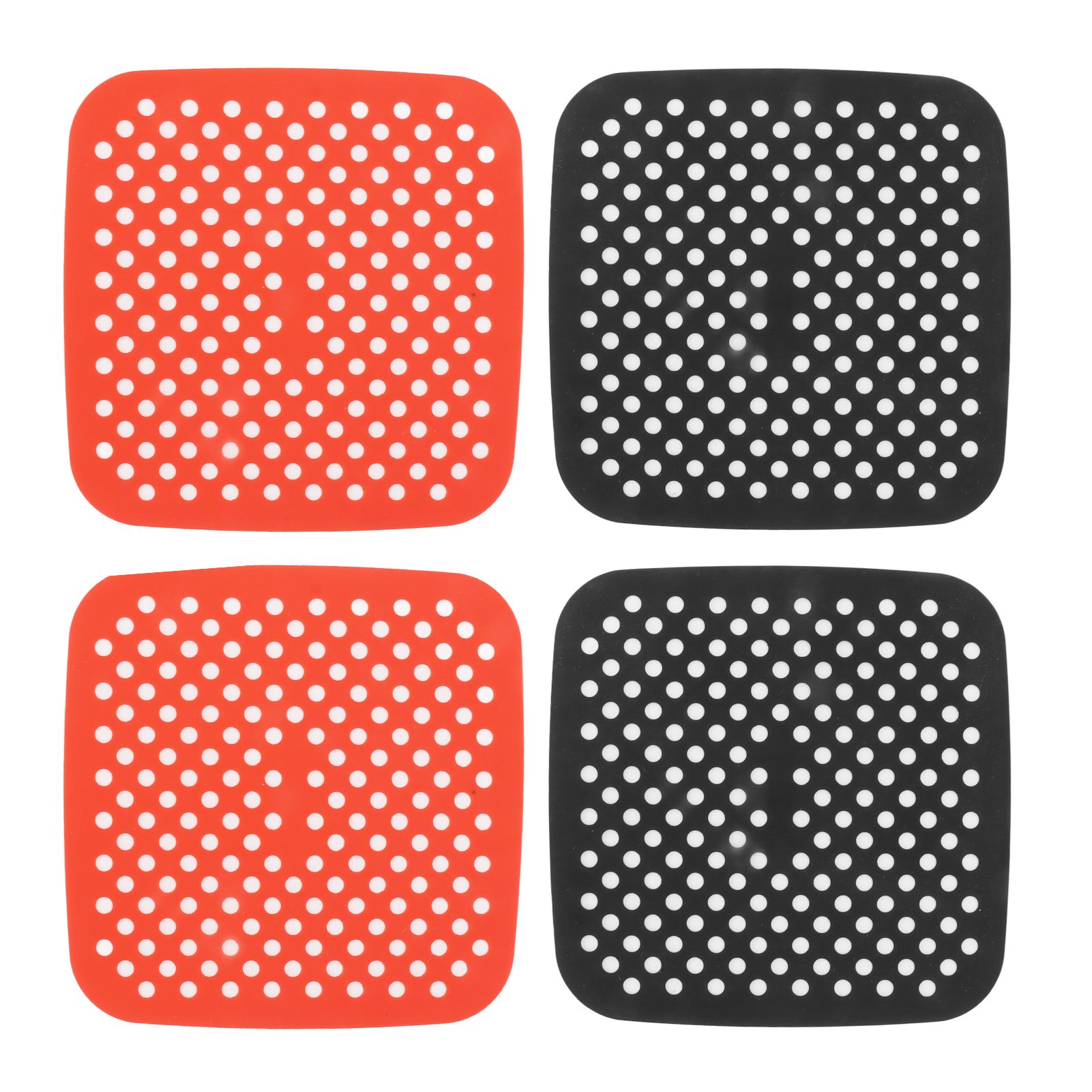 Reusable Air Fryer Mats Stick Proof Dishwasher Safe Oil Resistant Silicone Air Fryer Liner for Oven Red Black 4pcs 21cm/8.3in