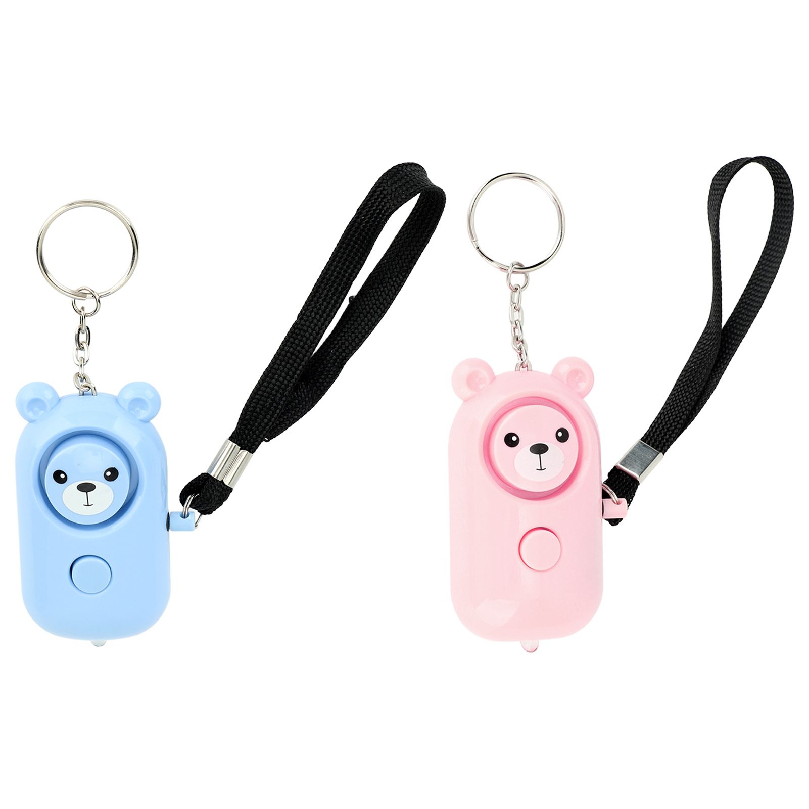 2PCS Safety Alarm Bear Style Emergency Alarms Keychain Protection Devices for Women Girls Kids Elderly Pink and Blue