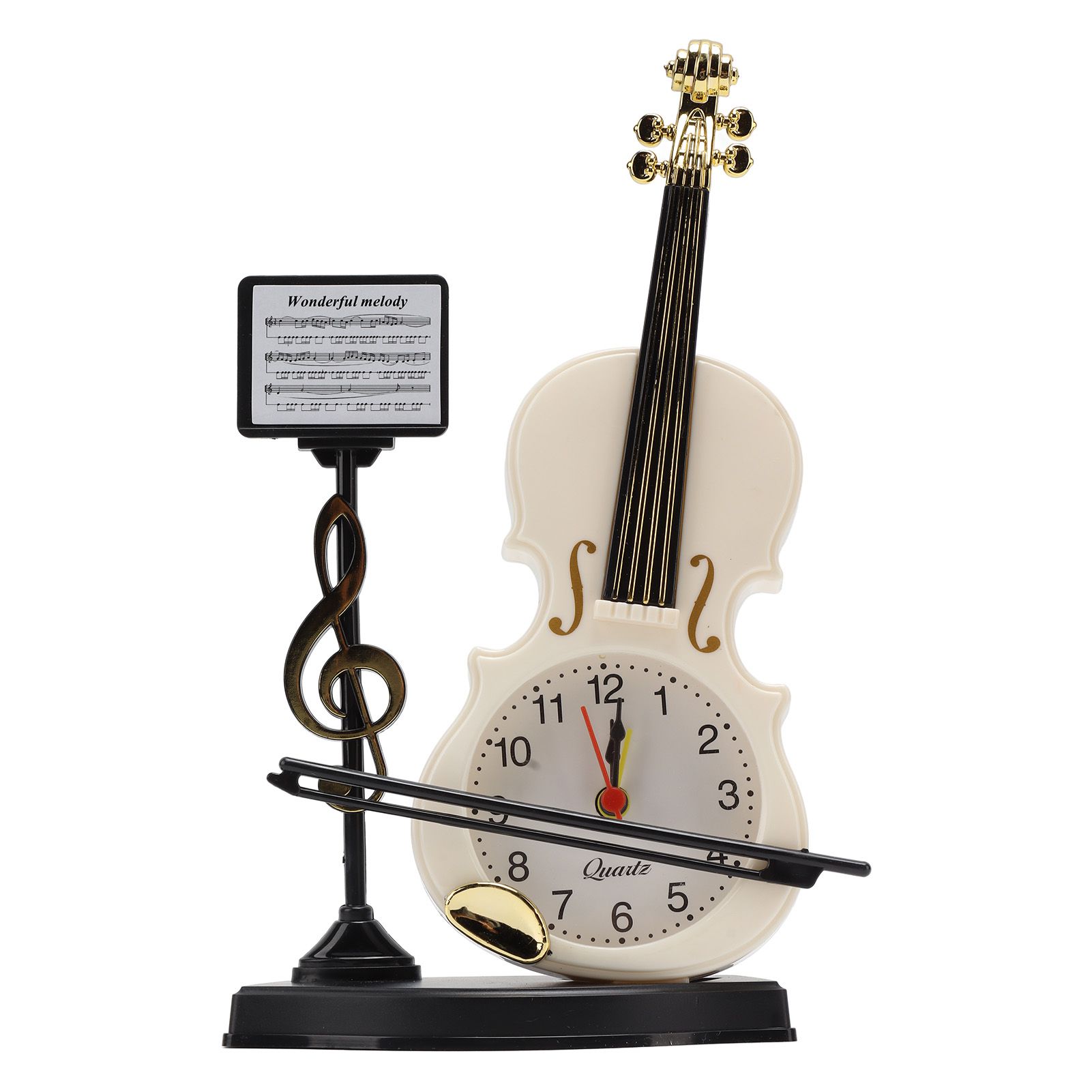 Violin Alarm Clock Unique Appearance Innovative Alarm Clock for Home Living Room Desktop Decoration Gifts 2165B(height 21CM)