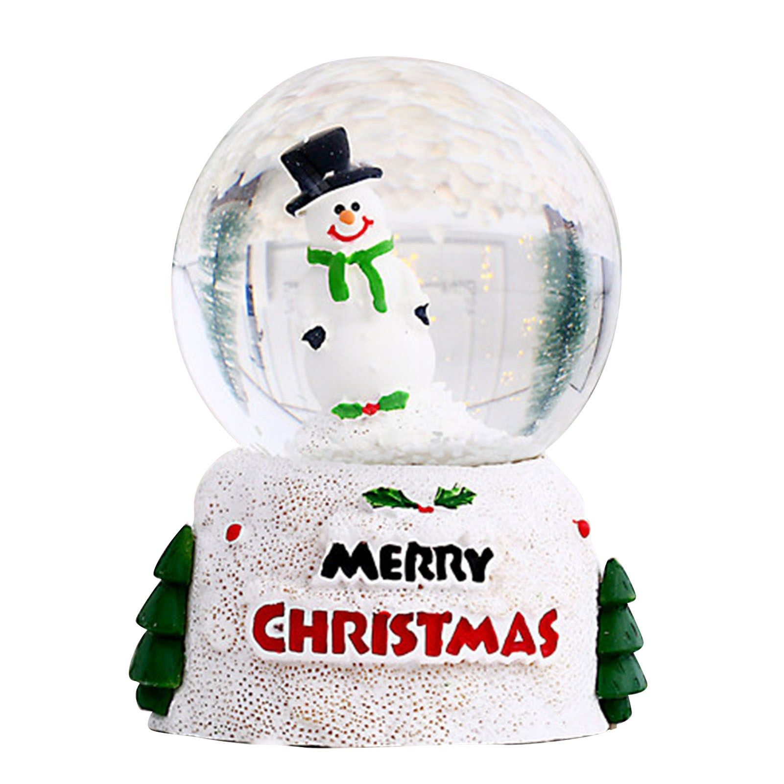 Christmas Glowing Crystal Ball English Glass Ball Desktop Ornaments Christmas Eve Children Gift Snowman Small