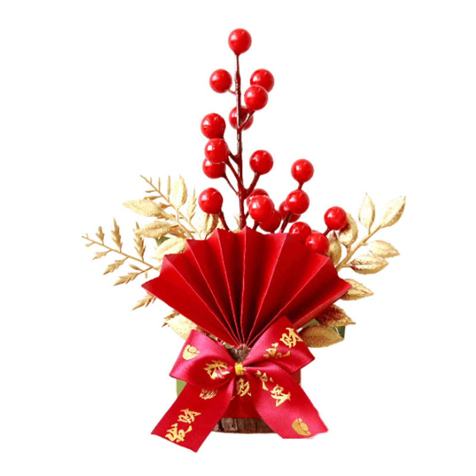 Table Lucky Tree Decoration Lifelike Exquisite Fortune Tree Ornament with Hangtag for Spring Festival Housewarming Small A