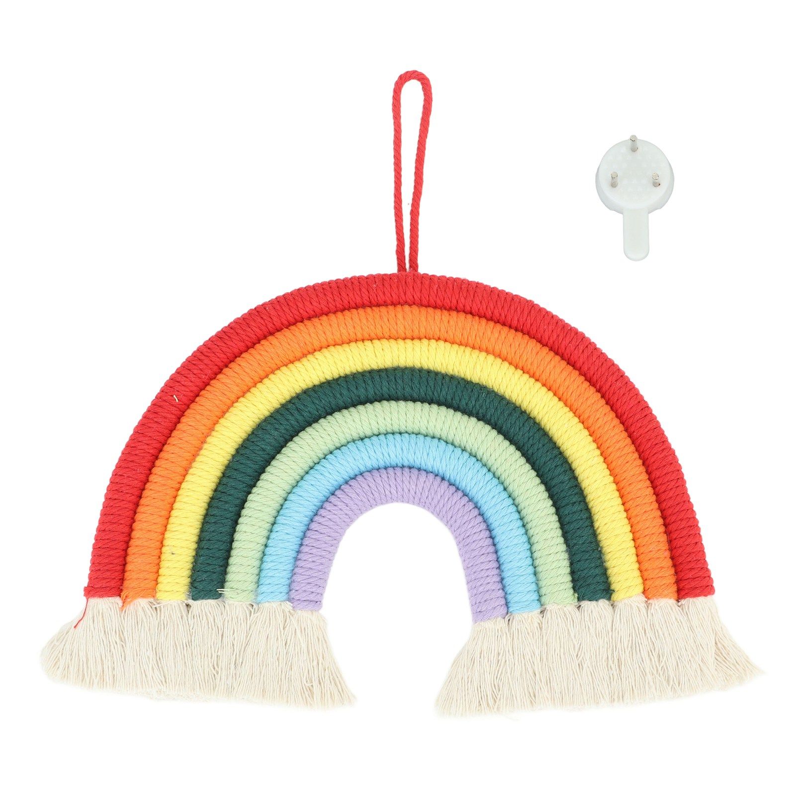 Macrame Woven Rainbow 7 Colors Hand Woven Rainbow Wall Hanging Tassel Decoration for Home Room Photo Prop BZ-701