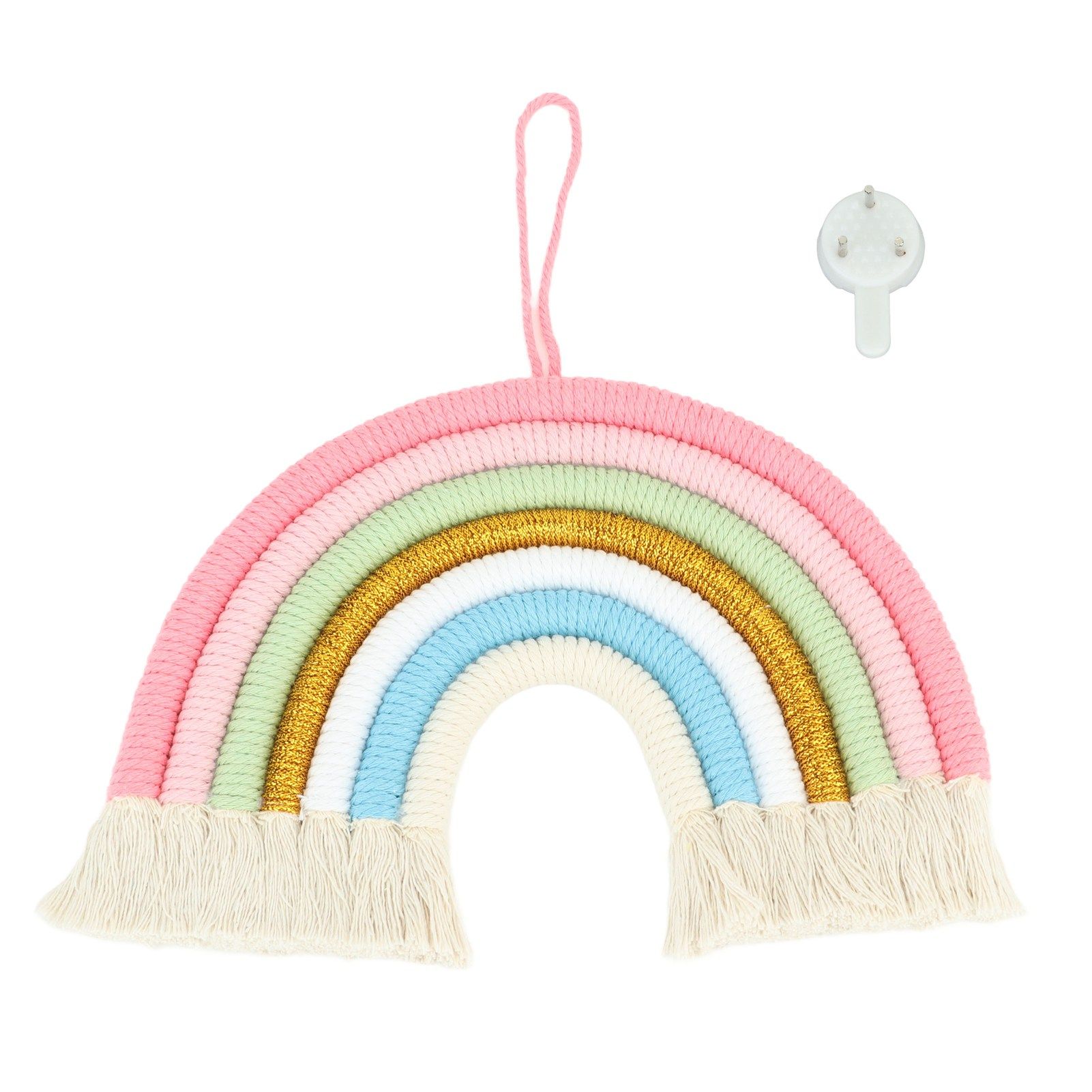 Macrame Woven Rainbow 7 Colors Hand Woven Rainbow Wall Hanging Tassel Decoration for Home Room Photo Prop BZ-703