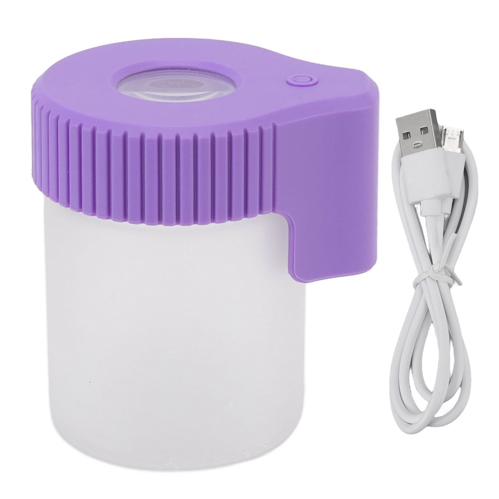 LED Magnifying Jar 8X Magnifying Viewing Jar Glass Shell Odor Proof Waterproof LED Storage Container for Tobacco Herbs Purple