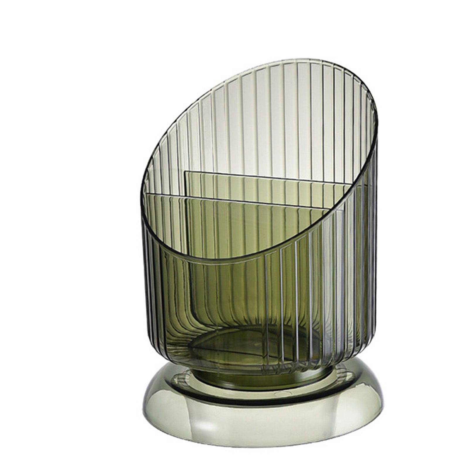 Makeup Brush Holder Organizer Plastic Transparent Round Makeup Brush Storage Holder Cup for Pen Pencil Green Free Size