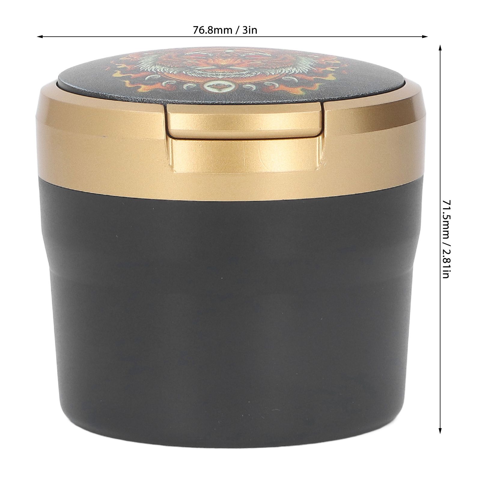 Car Ashtray with Cover LED Light Portable Vehicle Ashtray Smokeless Car Ashtray for Travel Outdoor Golden Tiger