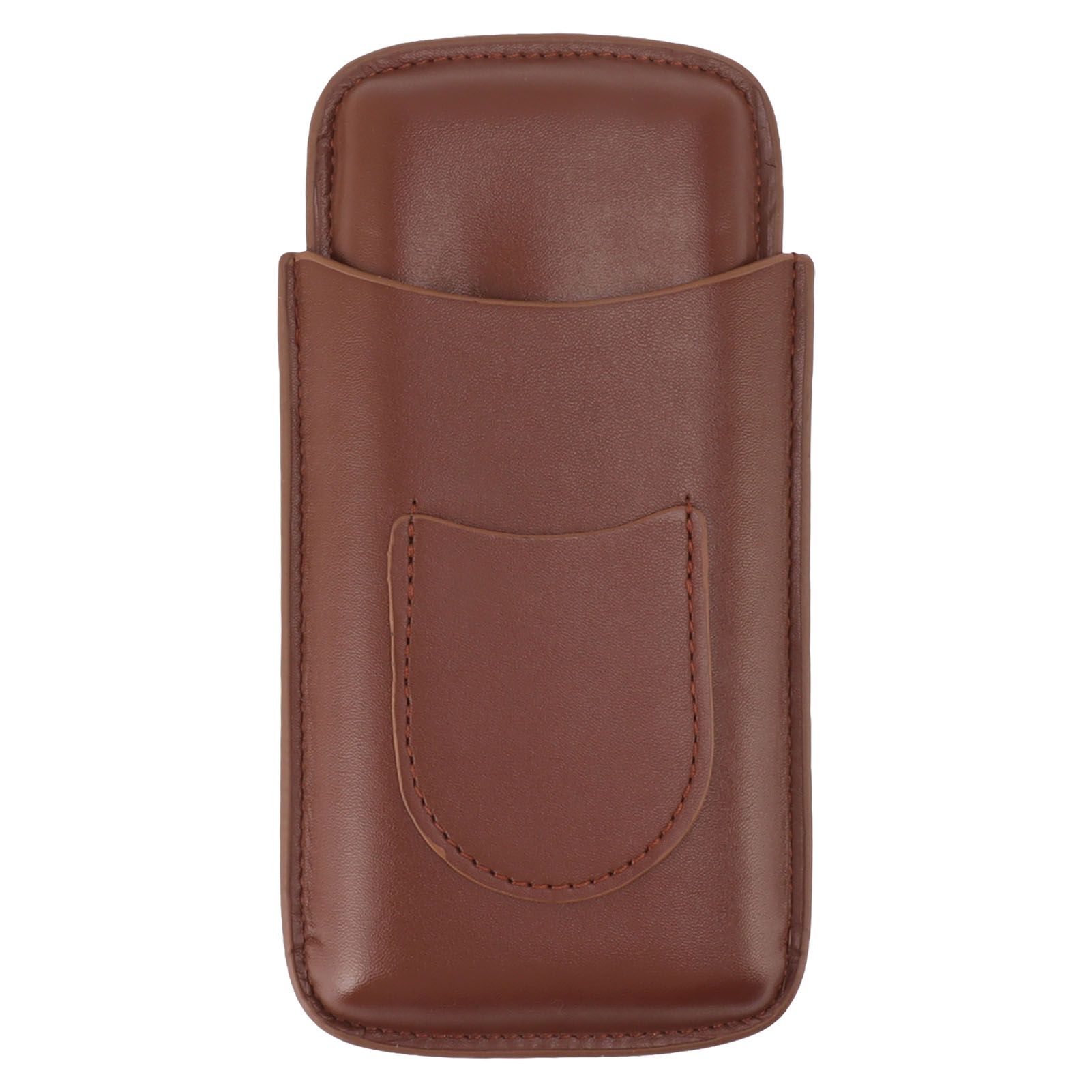 Cigarette Case Leather 3pcs Capacity Portable Cigar Storage Box with Pocket for Outdoor Brown