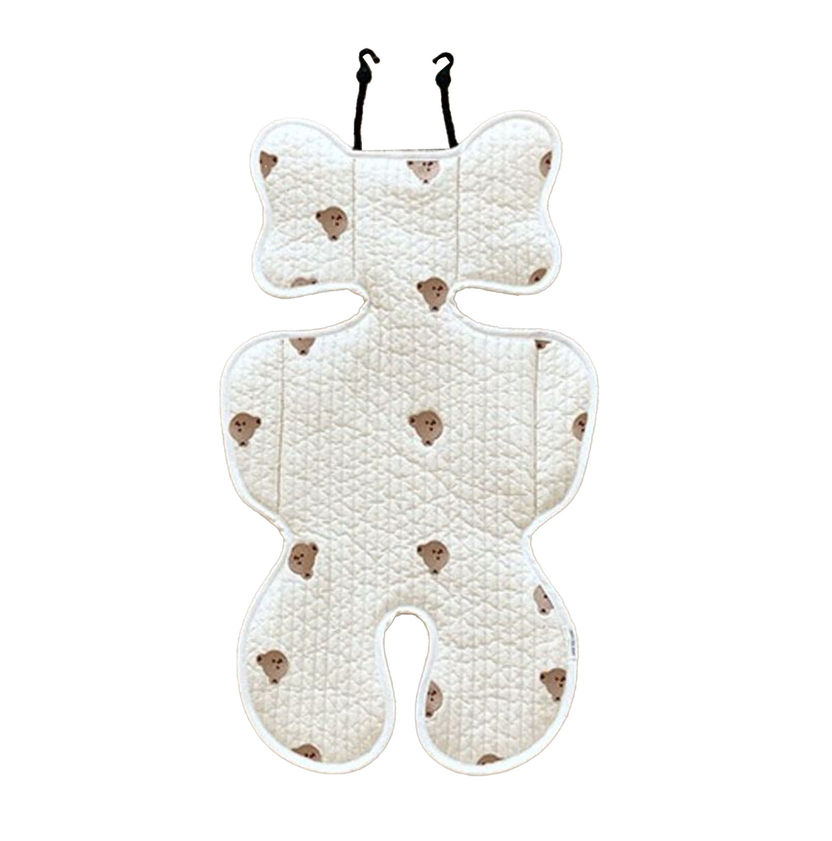 Soft Baby Stroller Seat Cushion Breathable Pure Cotton Infant Car Seat Head Neck Body Support Thin Style Bear