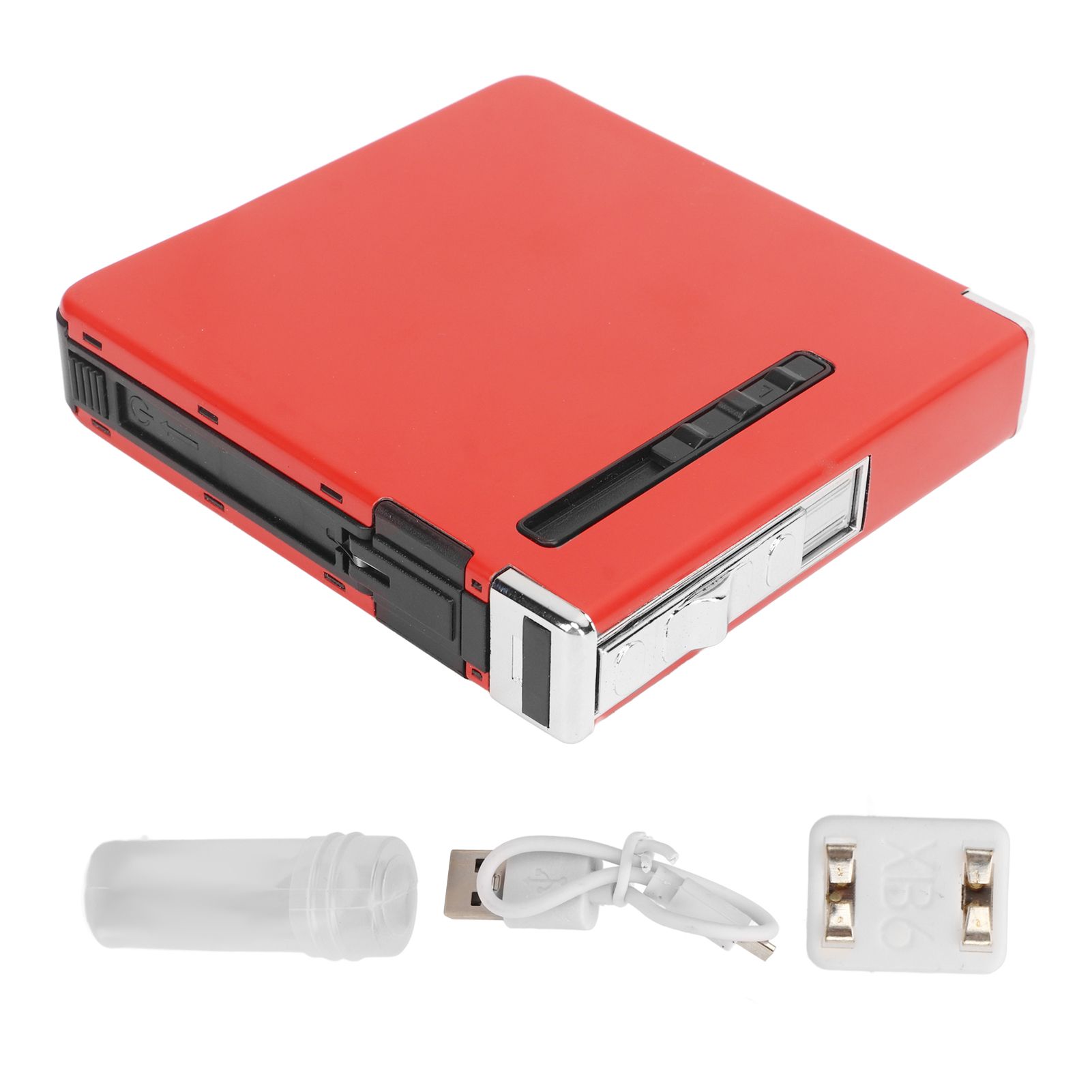 20 Regular Cigarettes Case Box USB Rechargeable Cigarette Case with Lighter for Men Women Ideal Gift for Smoker Red