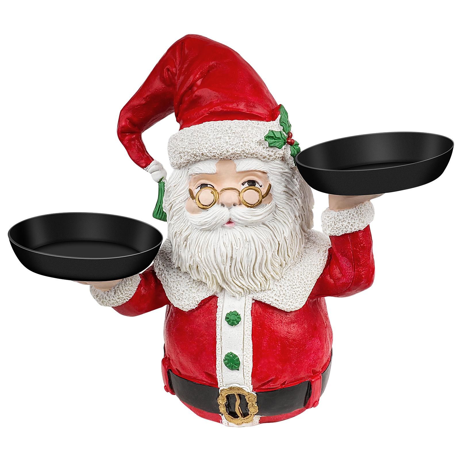 Christmas Snowman Treats Holder Santa Holding Tray Fruit Bowl Rack Resin Home Party Food Snack Storage Rack