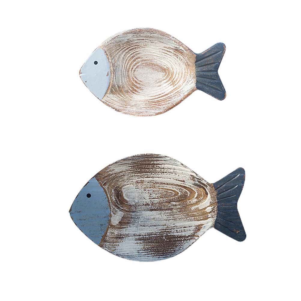 Wood Fish Hanging Ornament Wooden Fish Wall Art Decor for Beach Theme Fish Sculpture
