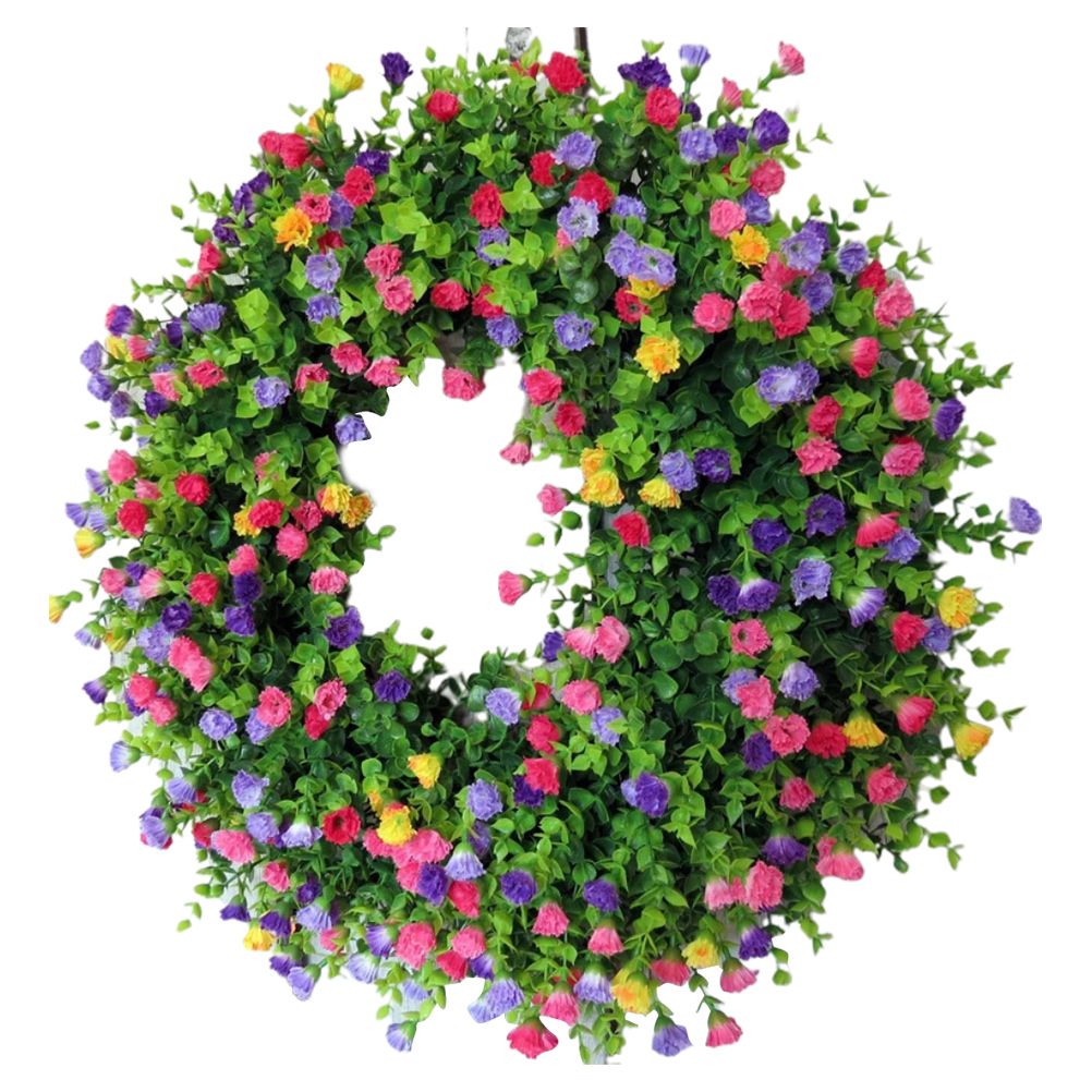 Colorful Spring Summer Wreath Farmhouse Colorful Cottage Wreath Artificial Flowers Wreath Decor for Front Door Wall Garden Wedding