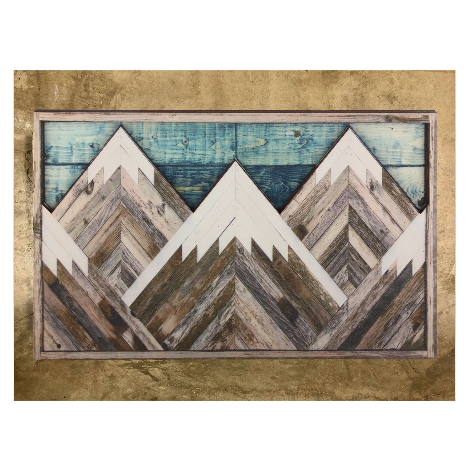 Mountain Wood Wall Art Decor Green Mountain Top Blue Mountain Top Decorative Painting