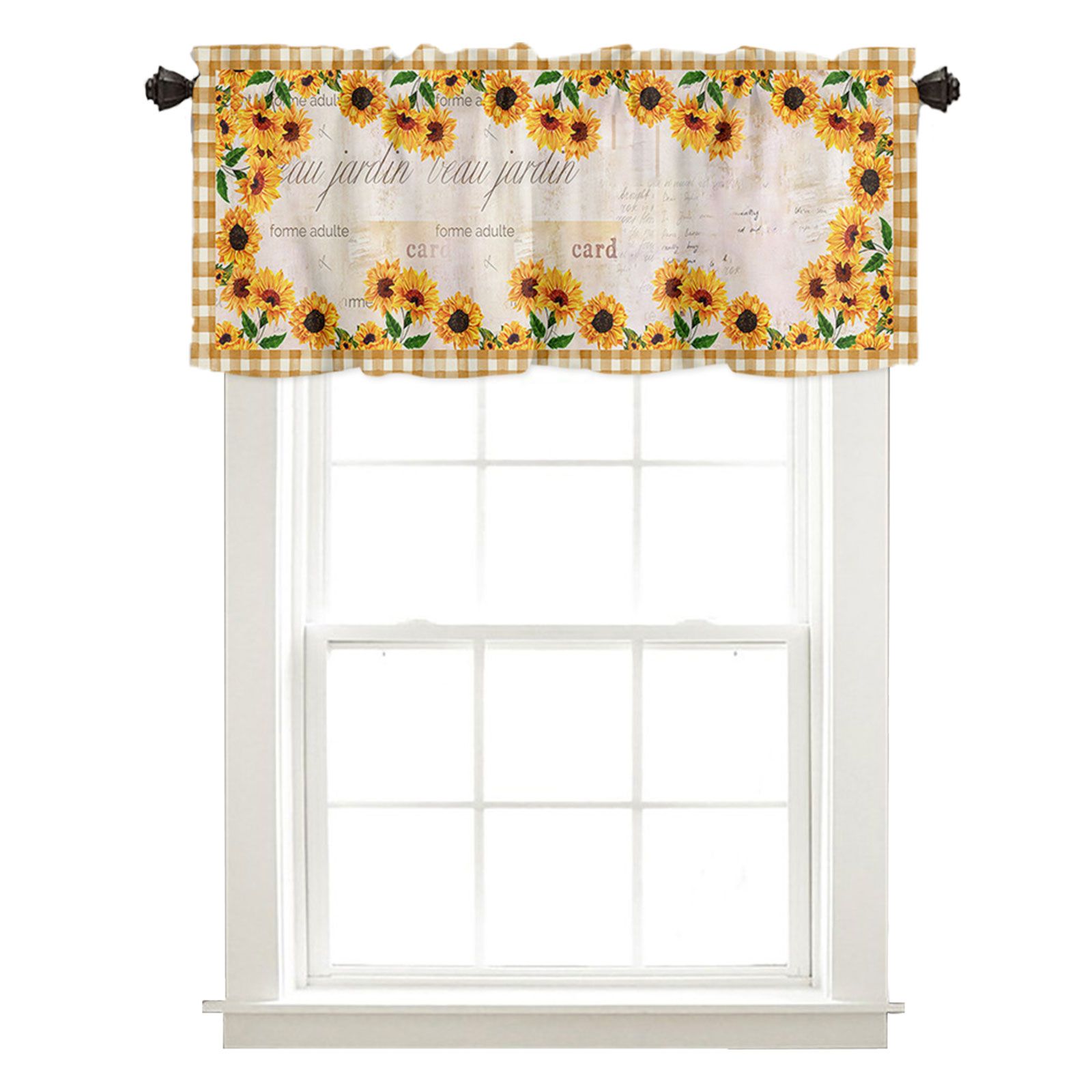 Sunflower Patterned Short Curtains Window Valance