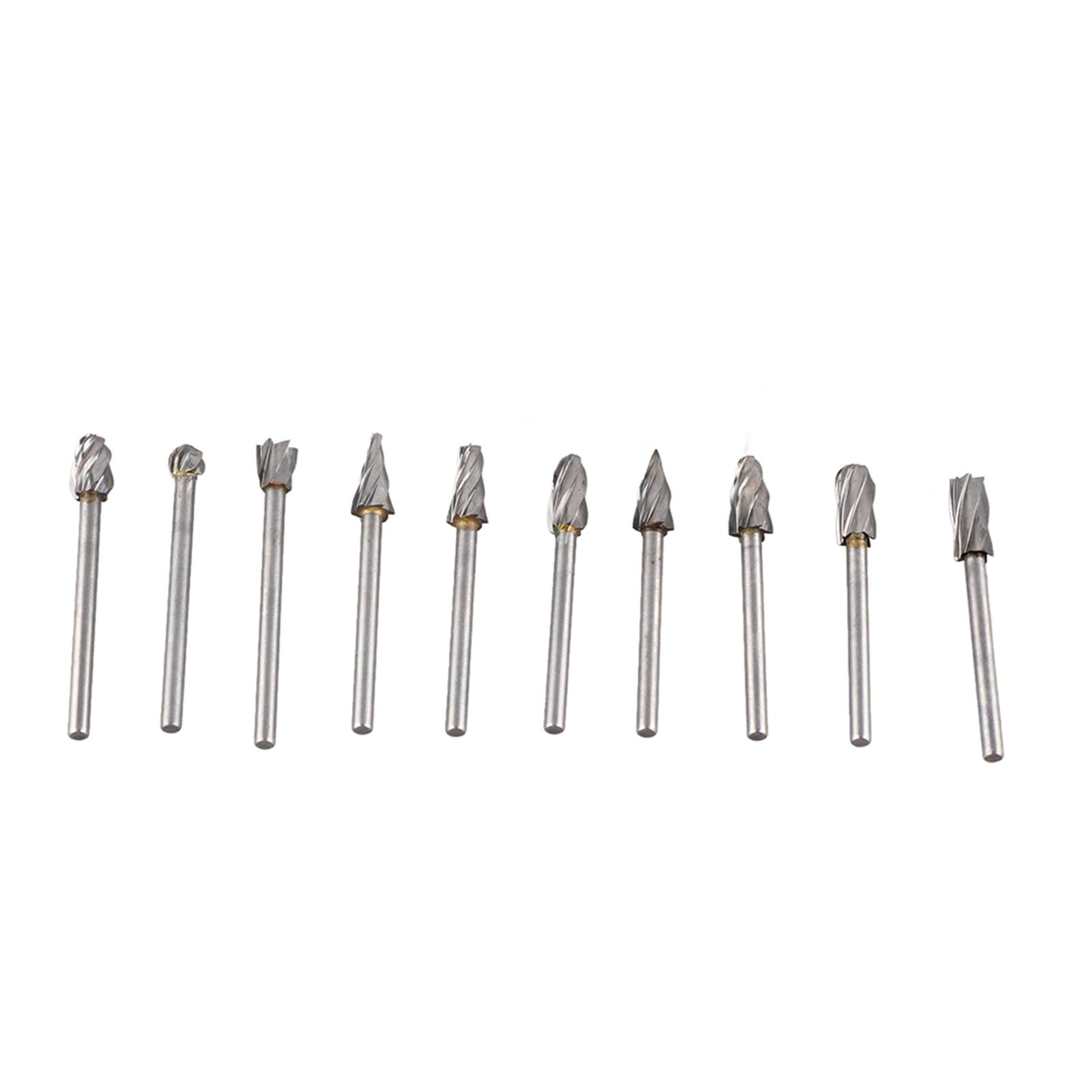 10Pcs Carbide Burr Set Alloy Tungsten Steel High Hardness Wide Application for Dremel Wood Carving Bits for Woodworking