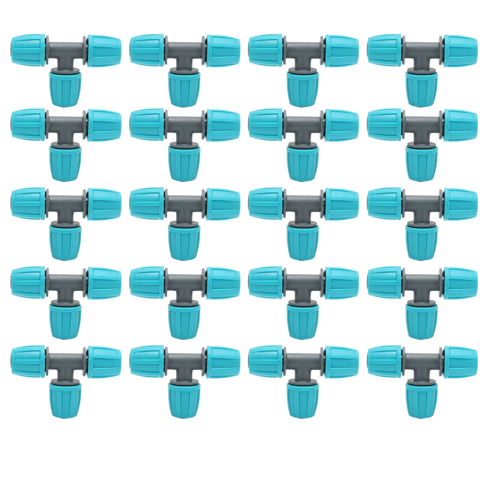 20PCS 16mm Tee Pipe Connector PE Irrigation Tubing Tee for Greenhouses Gardens Agriculture 9.3x6CM