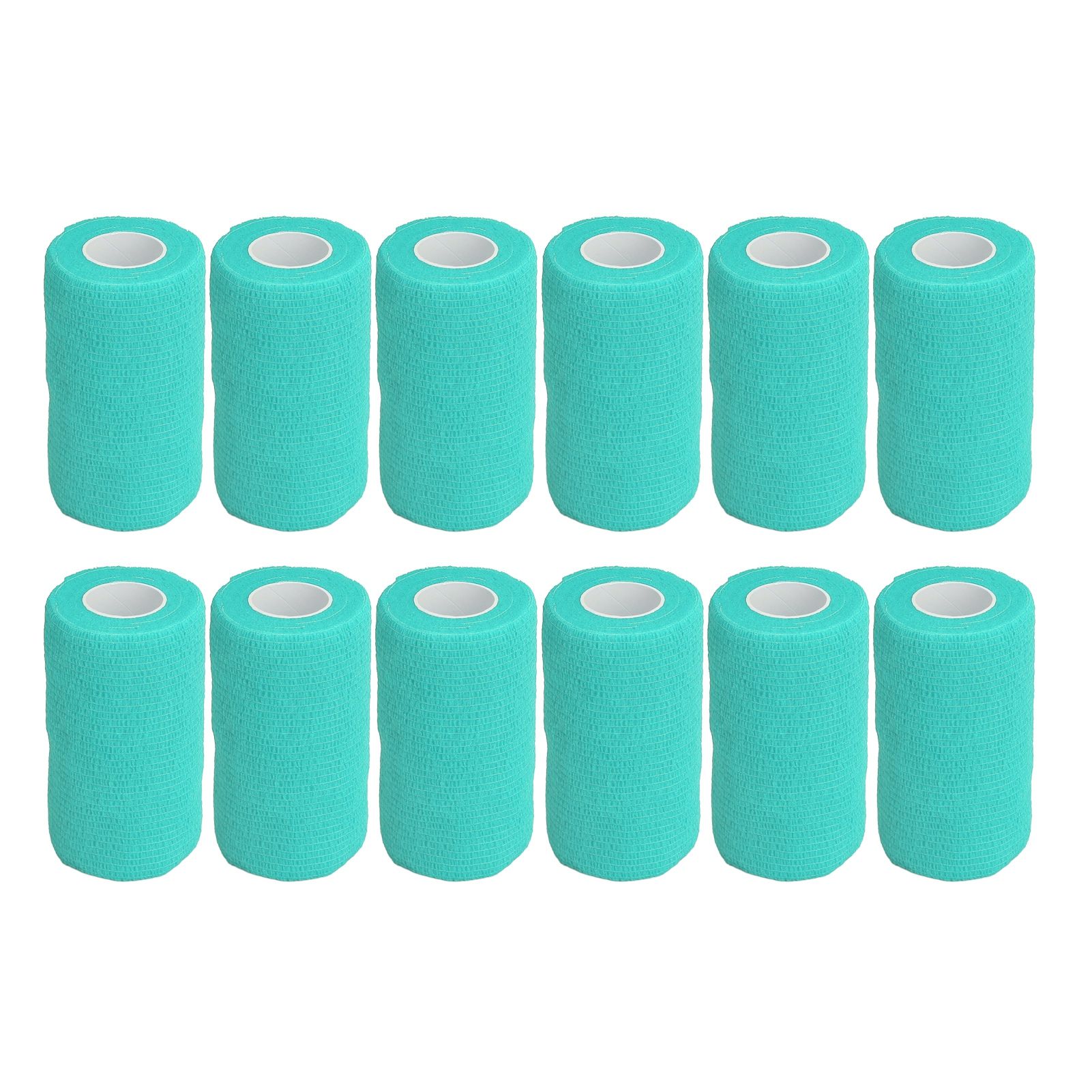 12Pcs Bandage Wrap Natural Latex Elastic Self Adhesive Wrap for Cows Dogs Horses 10cm Cyan