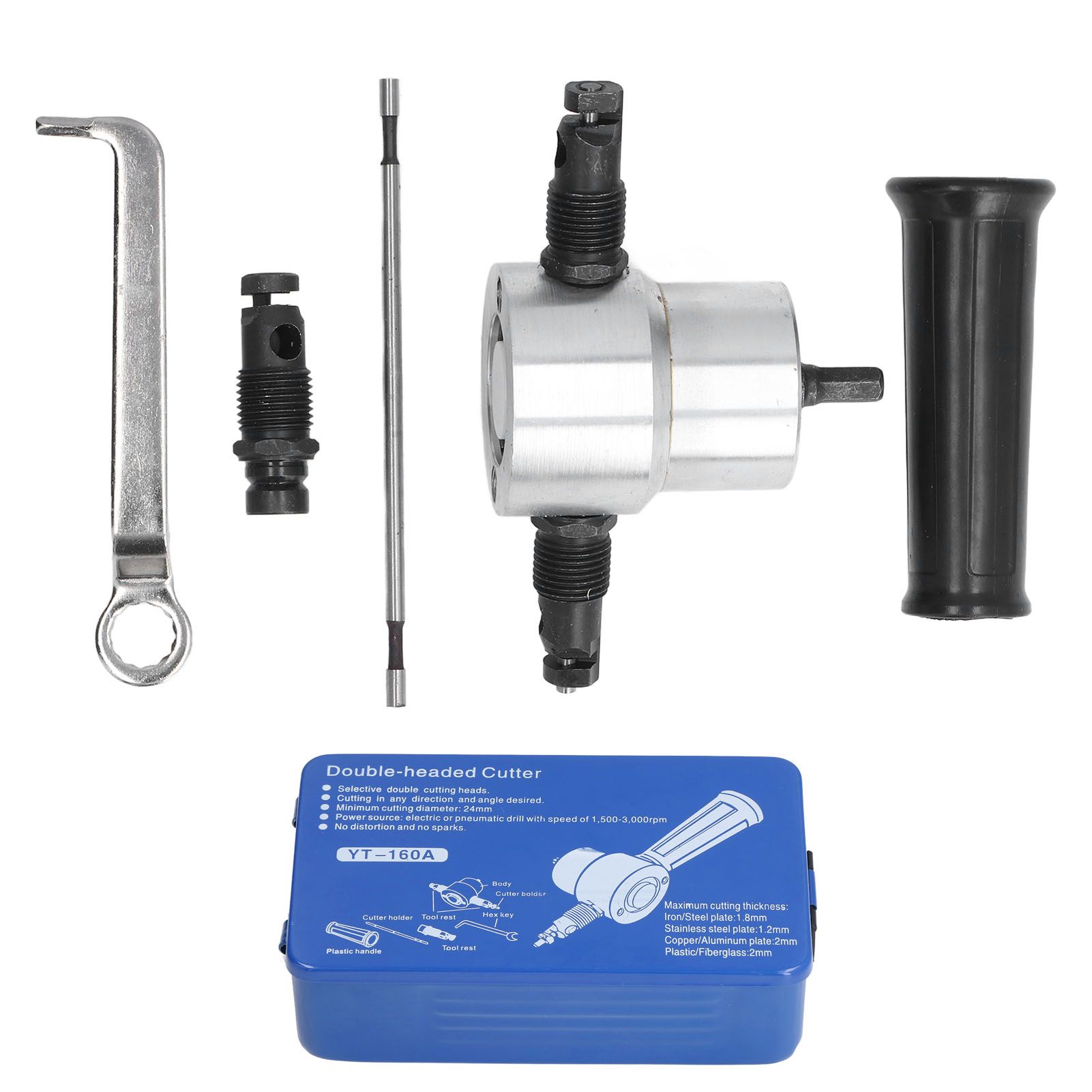Double Head Sheet Metal Nibbler Cutter Adjustment High Hardness Multifunctional Drill Attachment Metal Nibbler Tool Kit