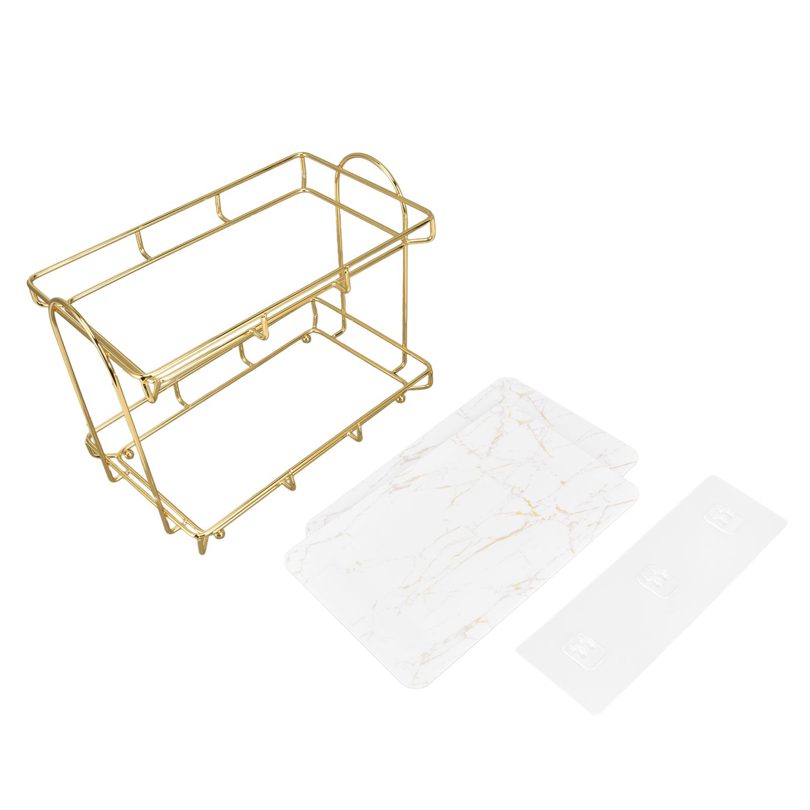 Bathroom Countertop Rack Large Capacity 2 Tiers Gold Bathroom Countertop Rack for Home Hotel