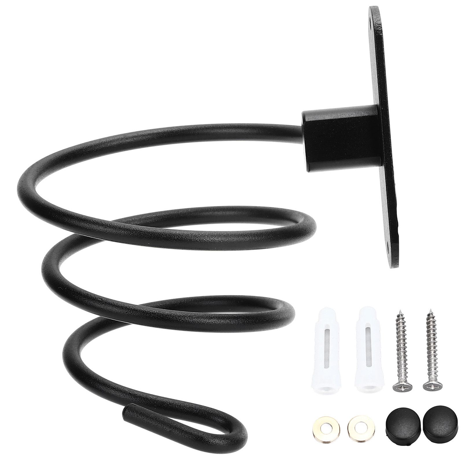 Hair Dryer Holder Wall Mounted Bathroom Blower Hanging Rack Organizer Punching Free Black