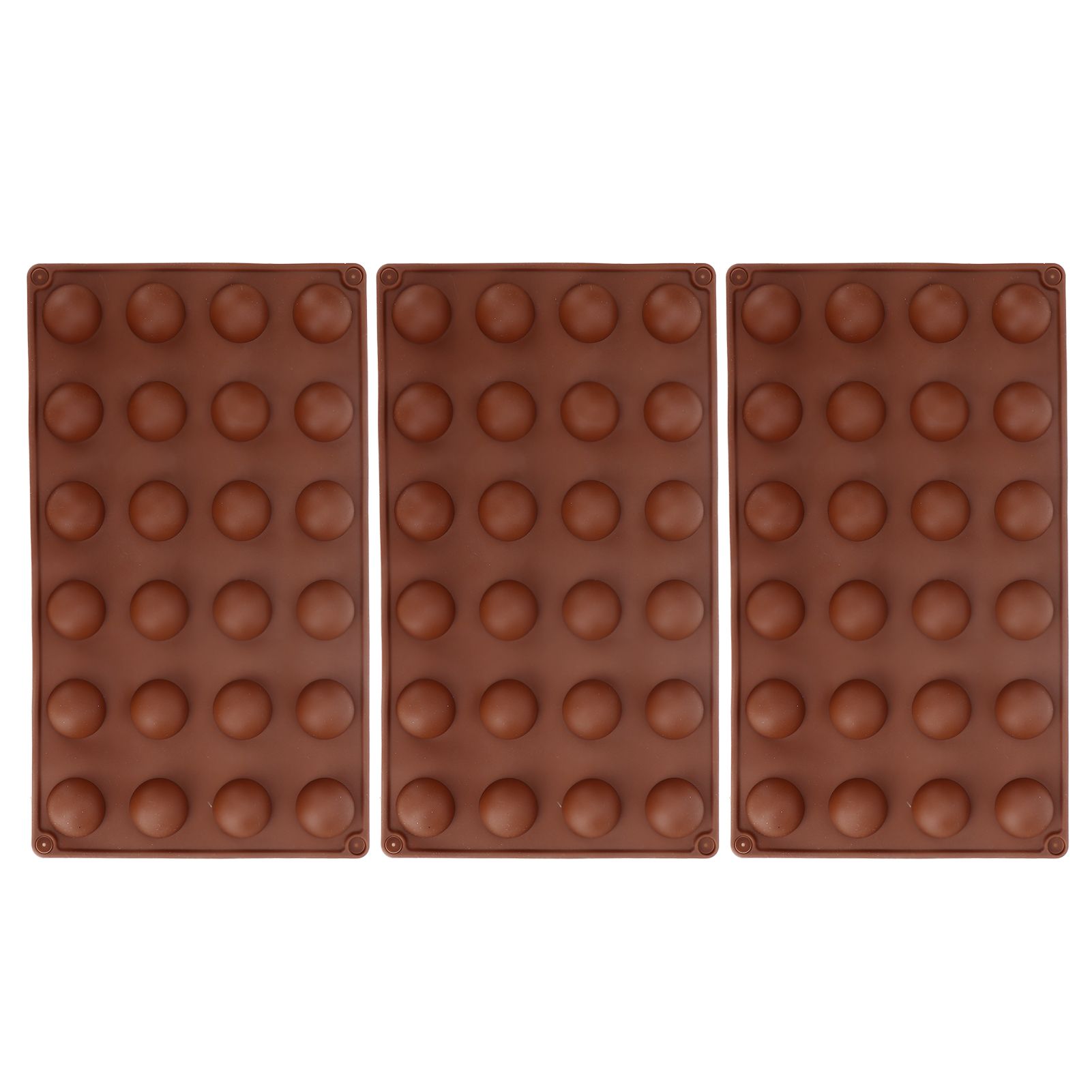3pcs Silicone Mould 24‑Hole Soft Semi Sphere Baking Mold for Chocolate Jelly Mousse Soap