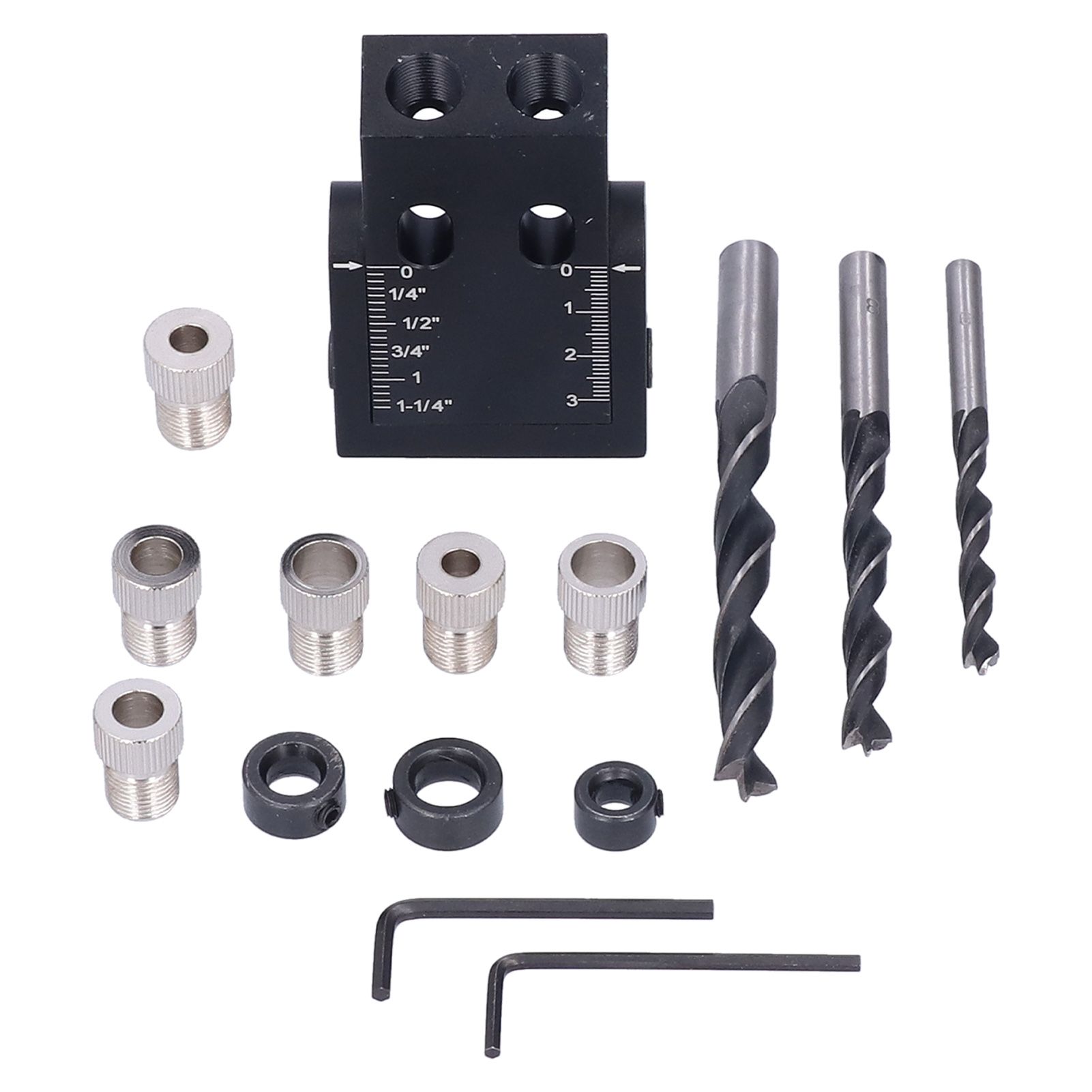 Oblique Hole Locator 15° Pocket Slant Holes Jig Kit Woodworking Positioner with Drill Bits