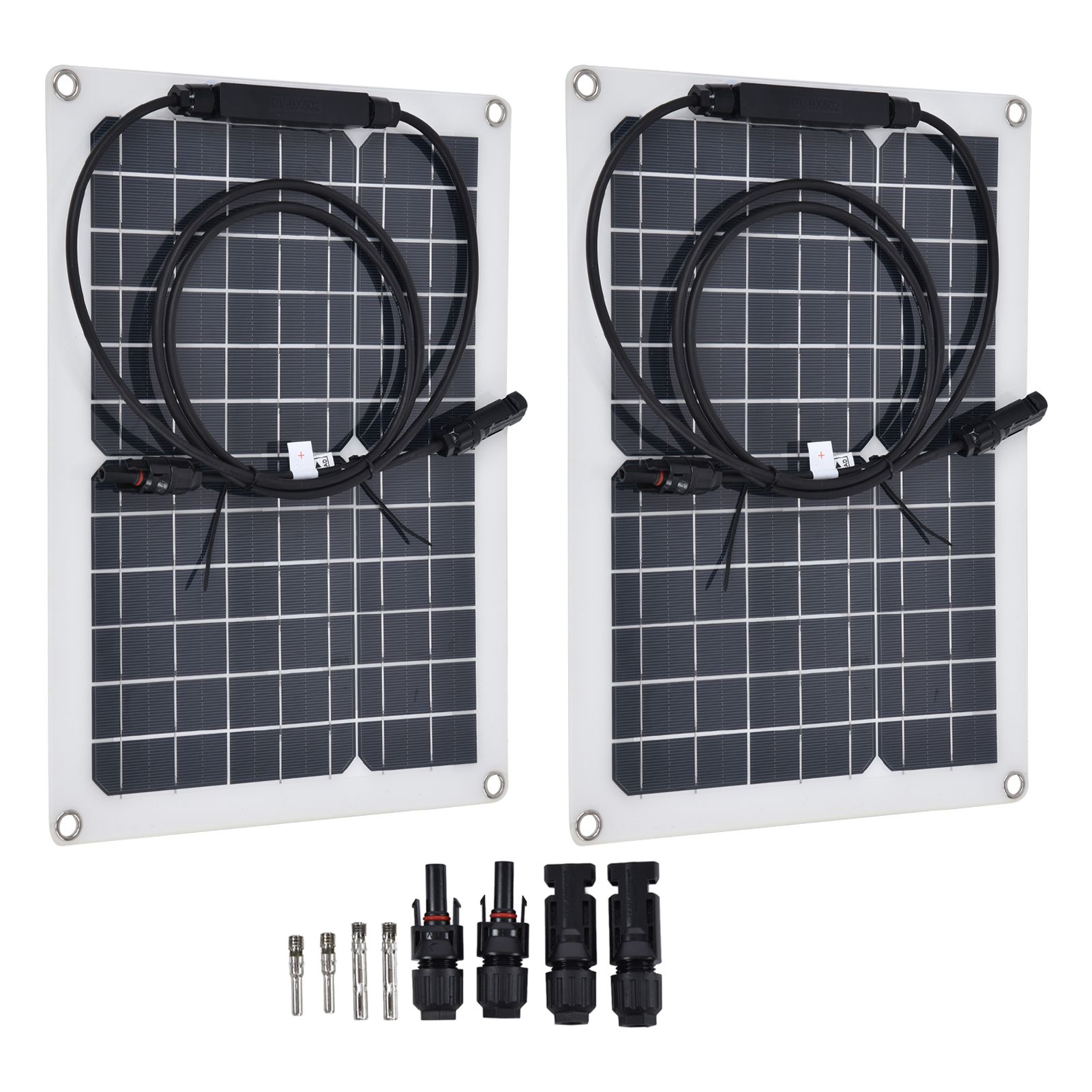 2 Pcs Solar Panels Kit 15W Portable Monocrystalline Solar Panel Charger for Outdoor Boat Caravan RV Charging