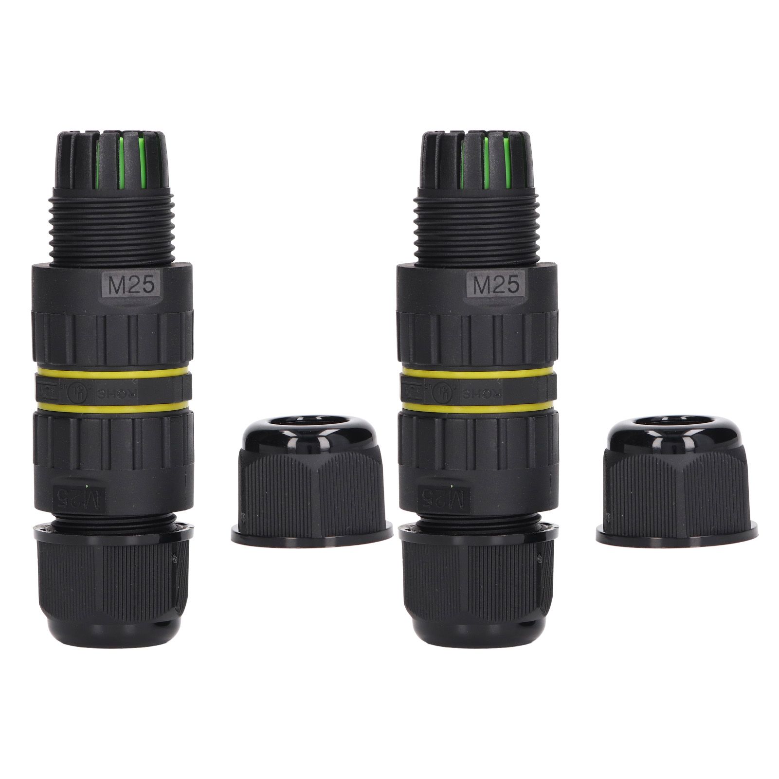 2PCS Junction Box Connector Garden M25 4 Core IP68 Waterproof 10‑14mm Electrical Power Cable Junction Box