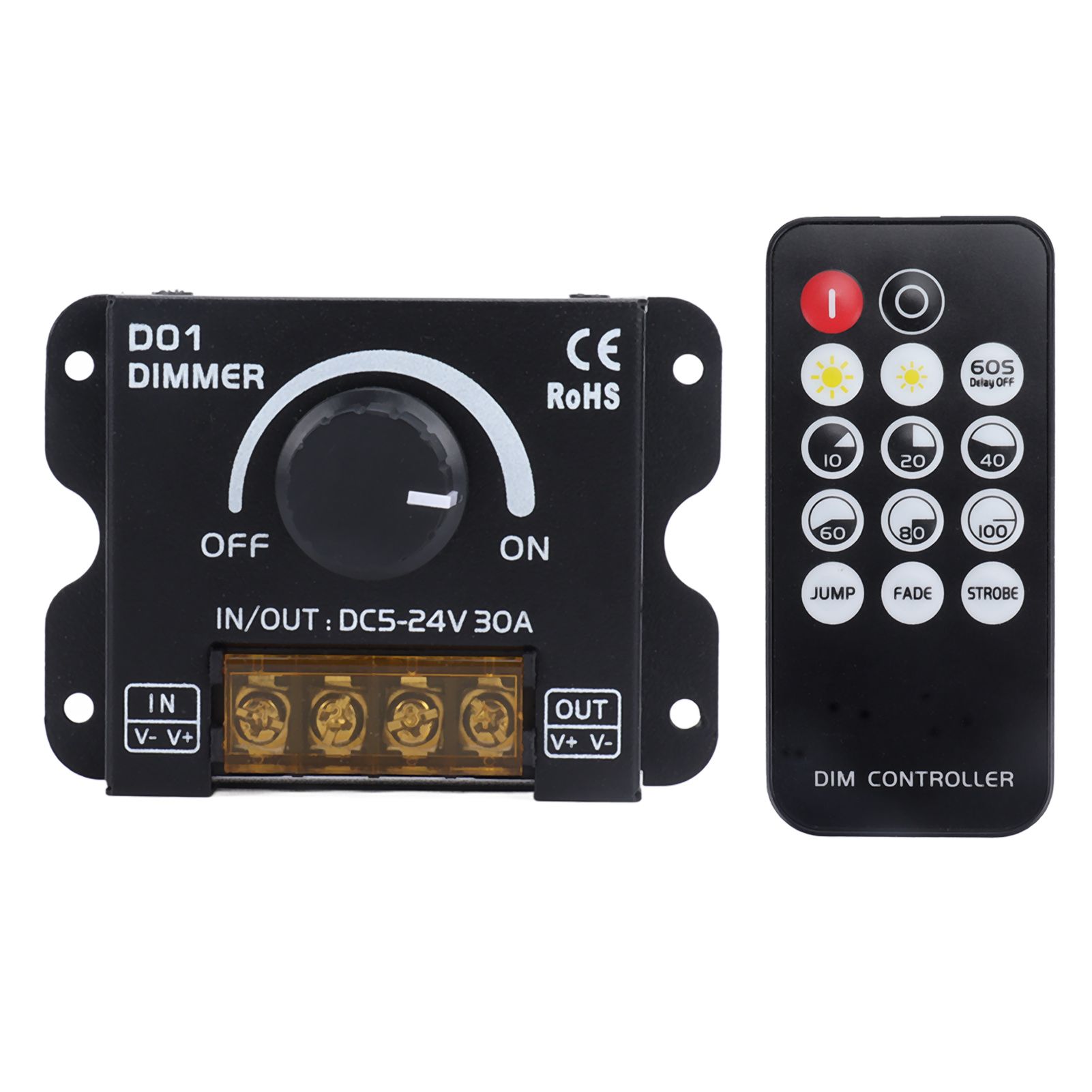 14 Key LED Light Strip Wireless Knob Dimmer Lighting Dimming Controller DC5V‑24V with Remote Control