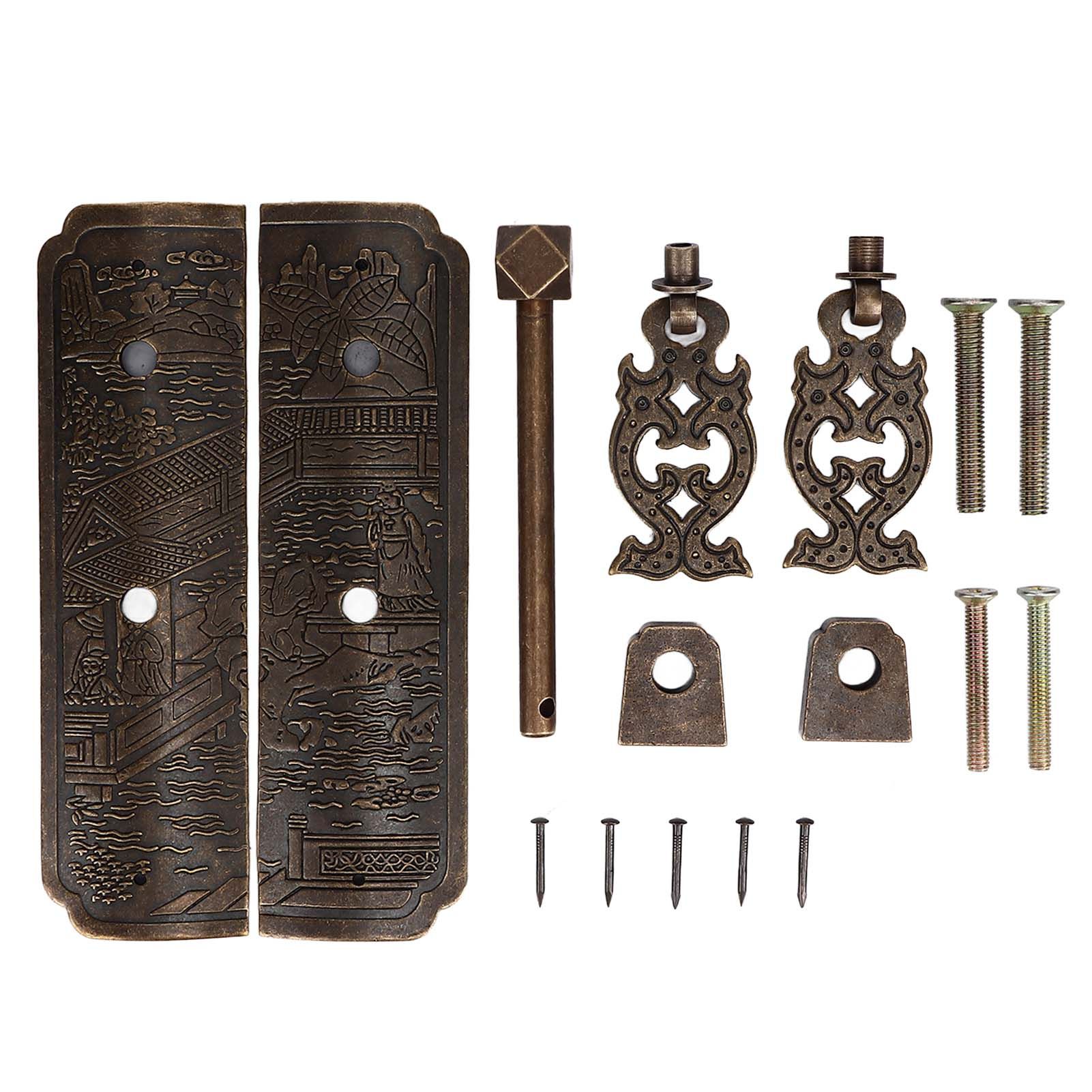 Antique Drawer Pendant Pulls Beautifully Engraved High Hardness Brass Book Cabinet Pull Handle for Dressers Wardrobes